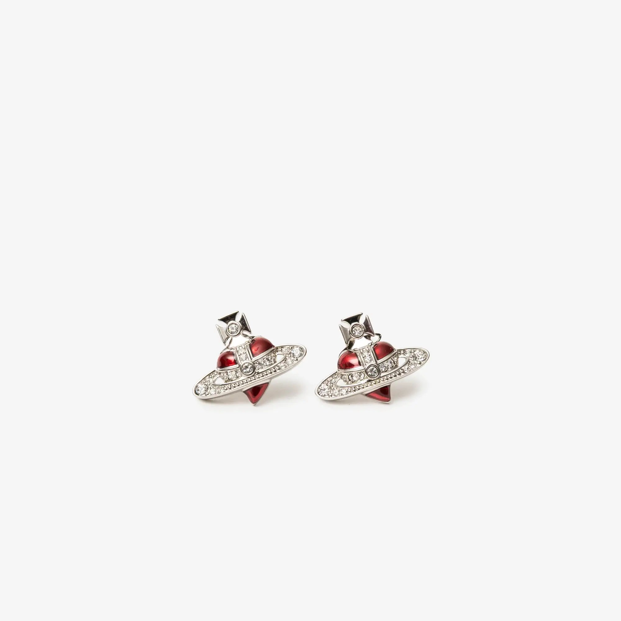 Vivienne Westwood New Diamante Heart Earrings Platinum - 1