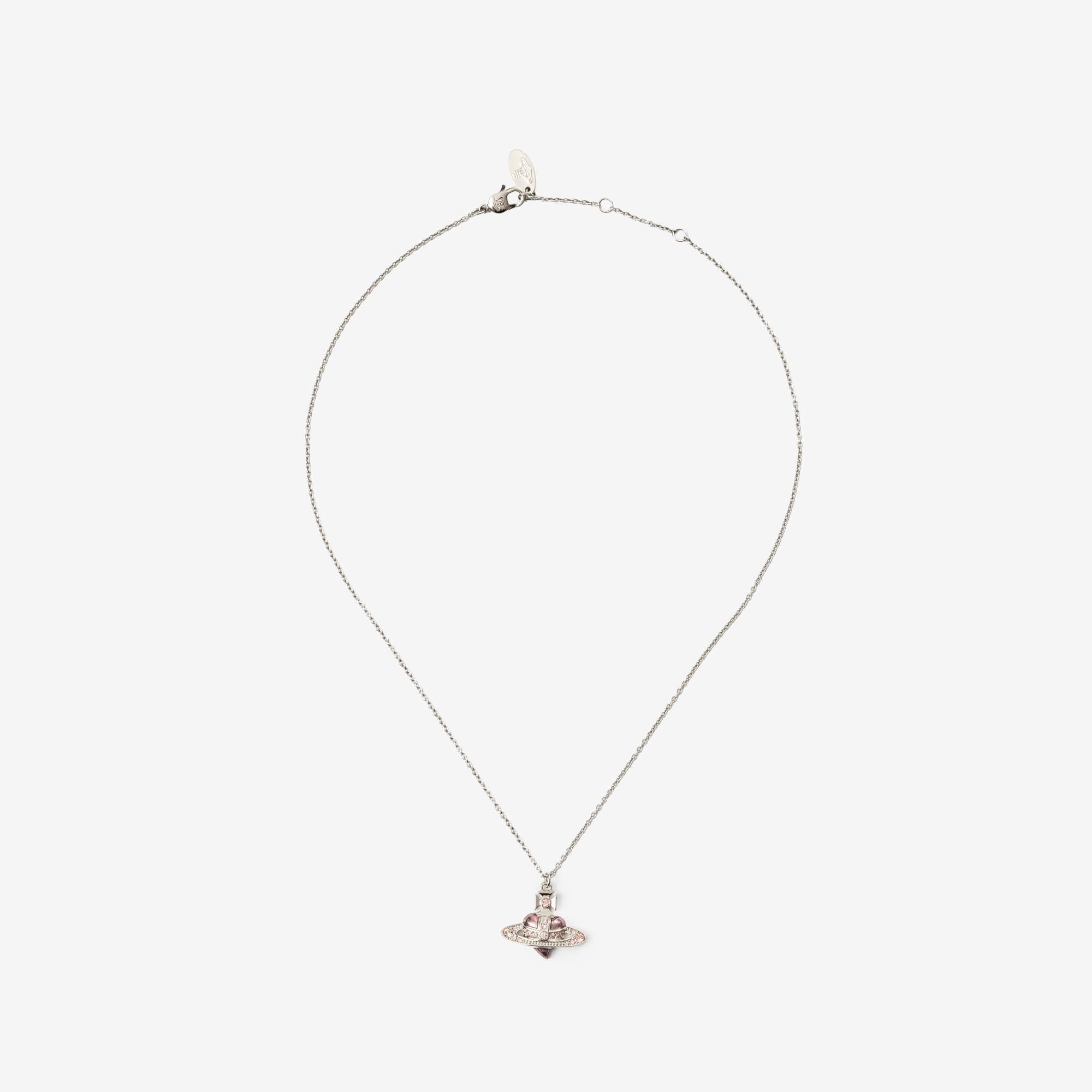 Vivienne Westwood New Diamante Heart Pendant Platinum/Vintage Rose Crystal-1