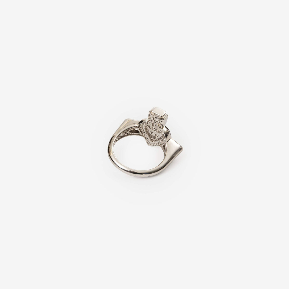 Vivienne Westwood New Diamante Heart Ring Platinum/Black Diamond-2