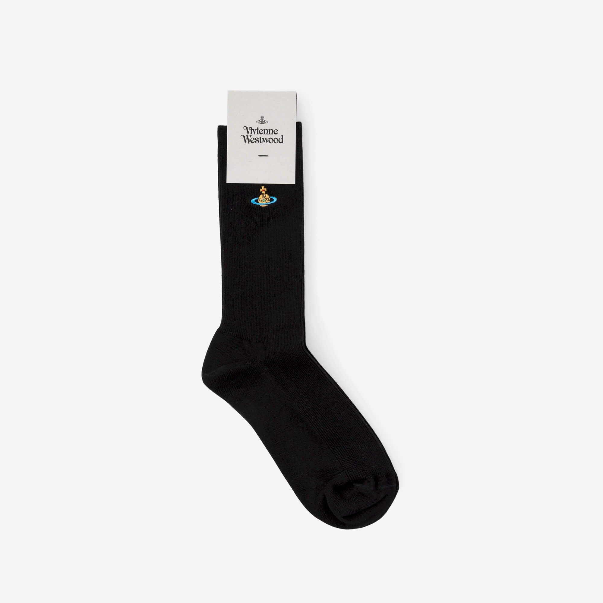 Vivienne Westwood Ribbed Crew Socks Black-1