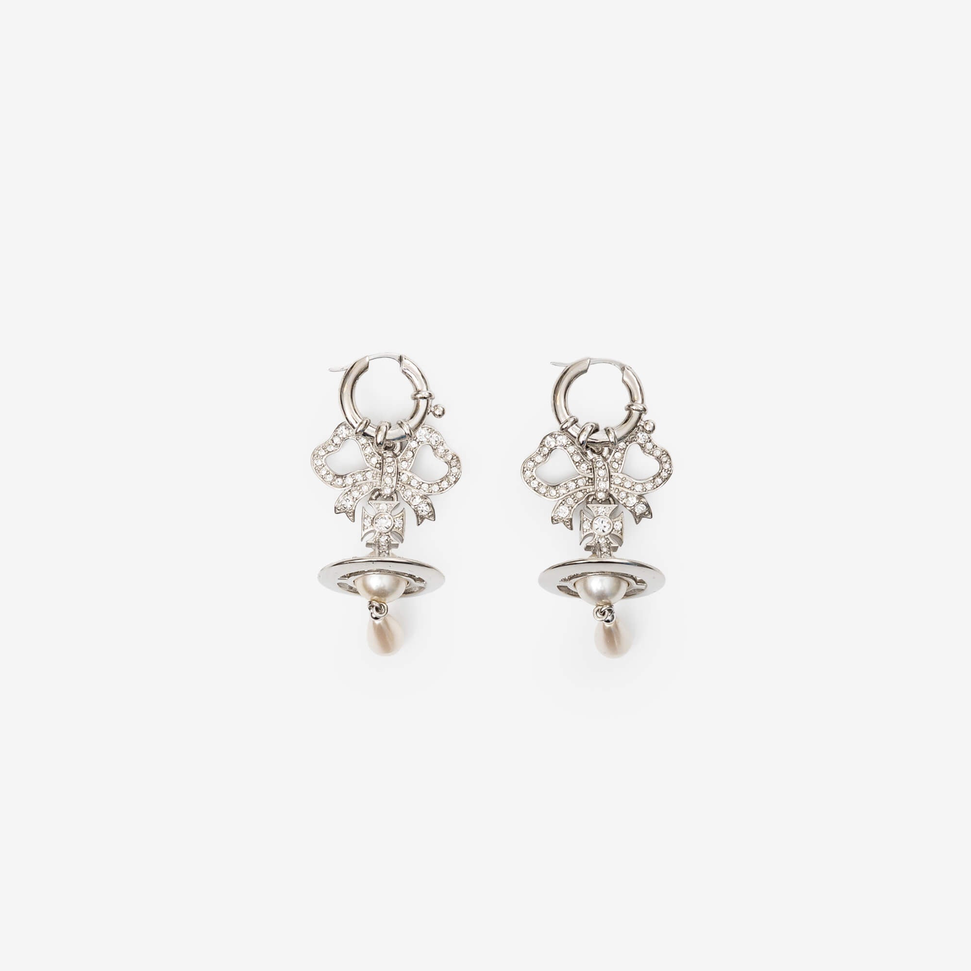 Vivienne Westwood Rigoberta Pearl Earrings Platinum/White Crystal/Cream Rose-1