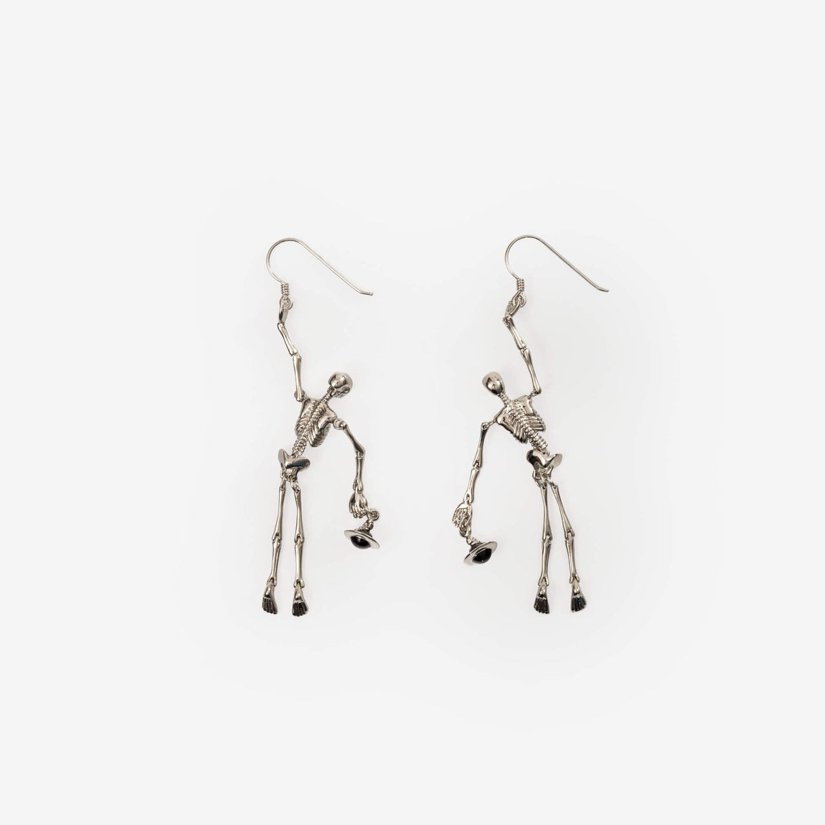 Vivienne Westwood Skeleton Earrings Platinum/Black Enamel-2
