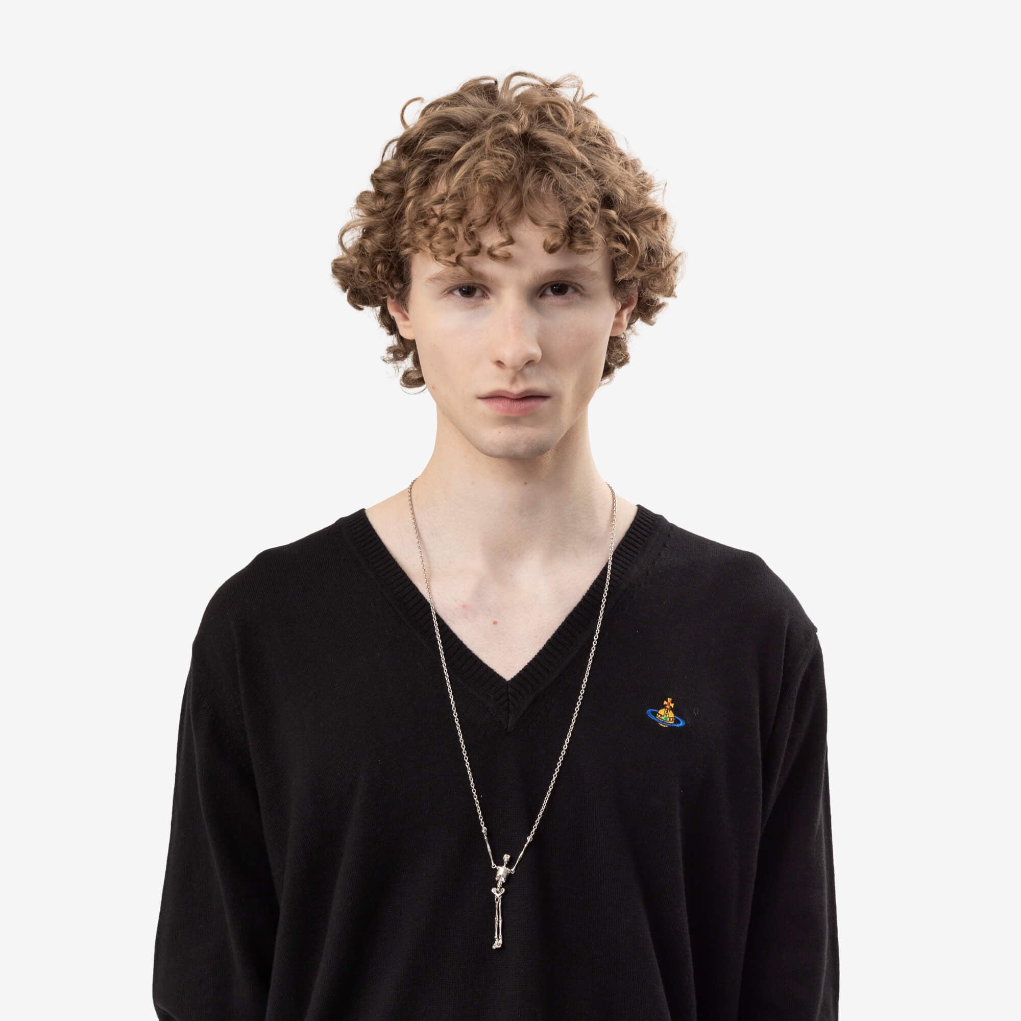 Vivienne Westwood Skeleton Long Necklace Platinum/Black Enamel-2