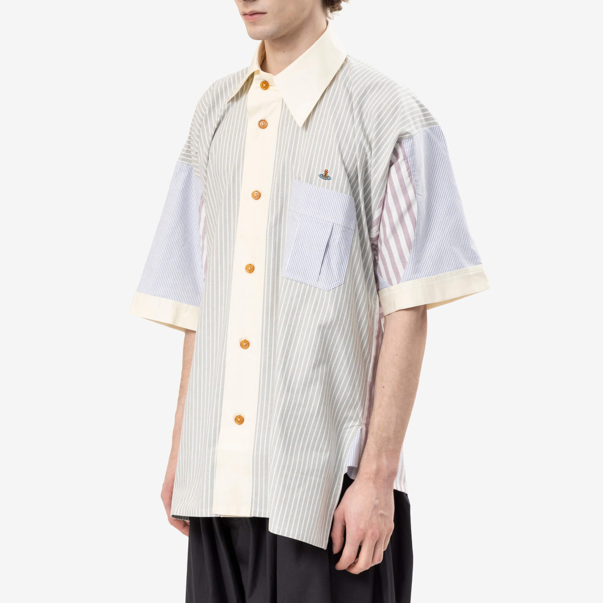 Vivienne Westwood SS Asymmetric Collar Shirt Stripe Mix-3