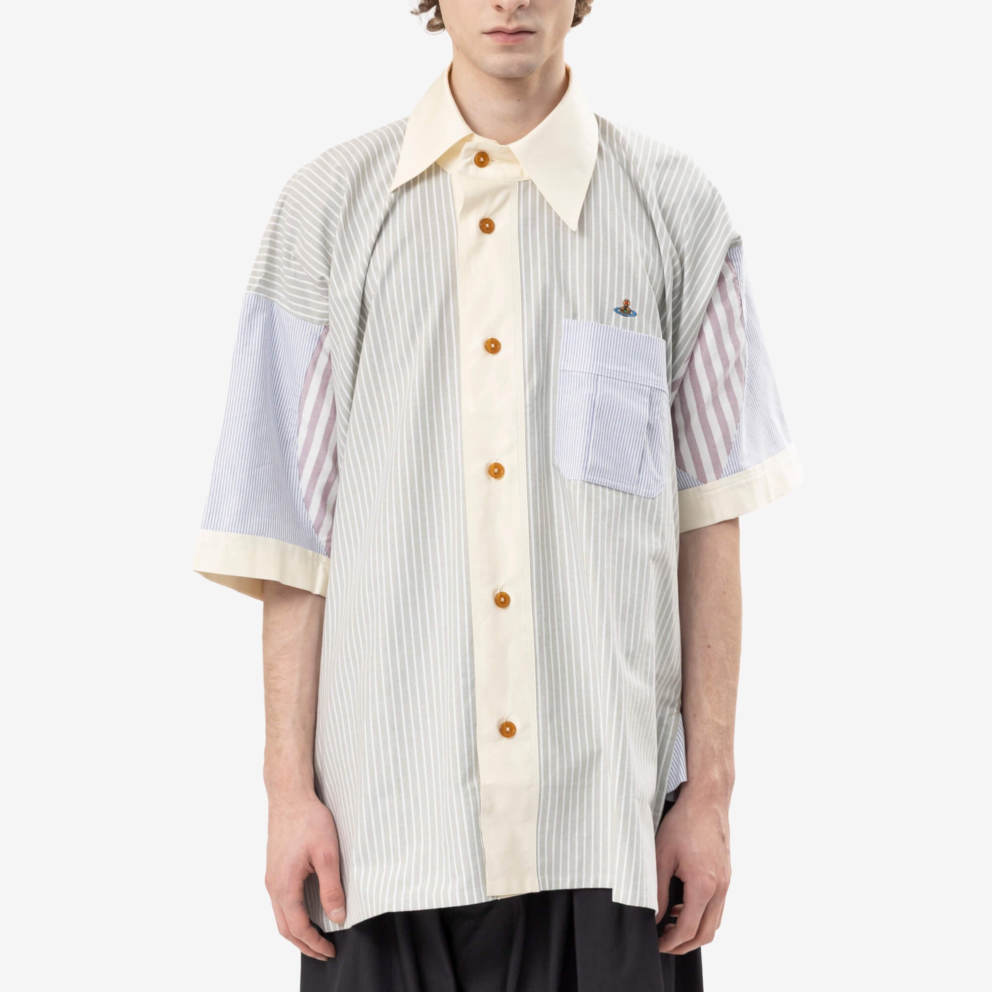 Vivienne Westwood SS Asymmetric Collar Shirt Stripe Mix-1