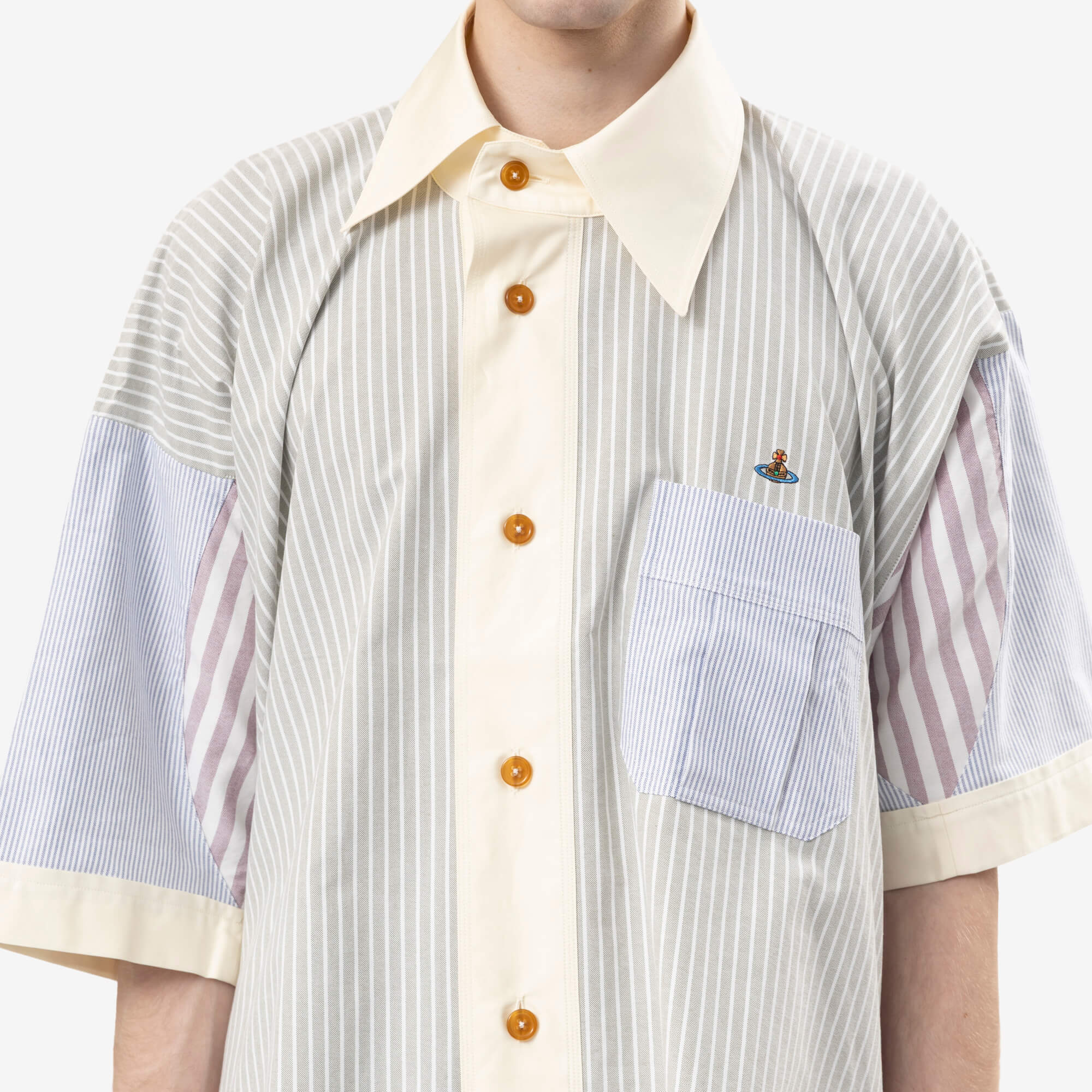 Vivienne Westwood SS Asymmetric Collar Shirt Stripe Mix-5