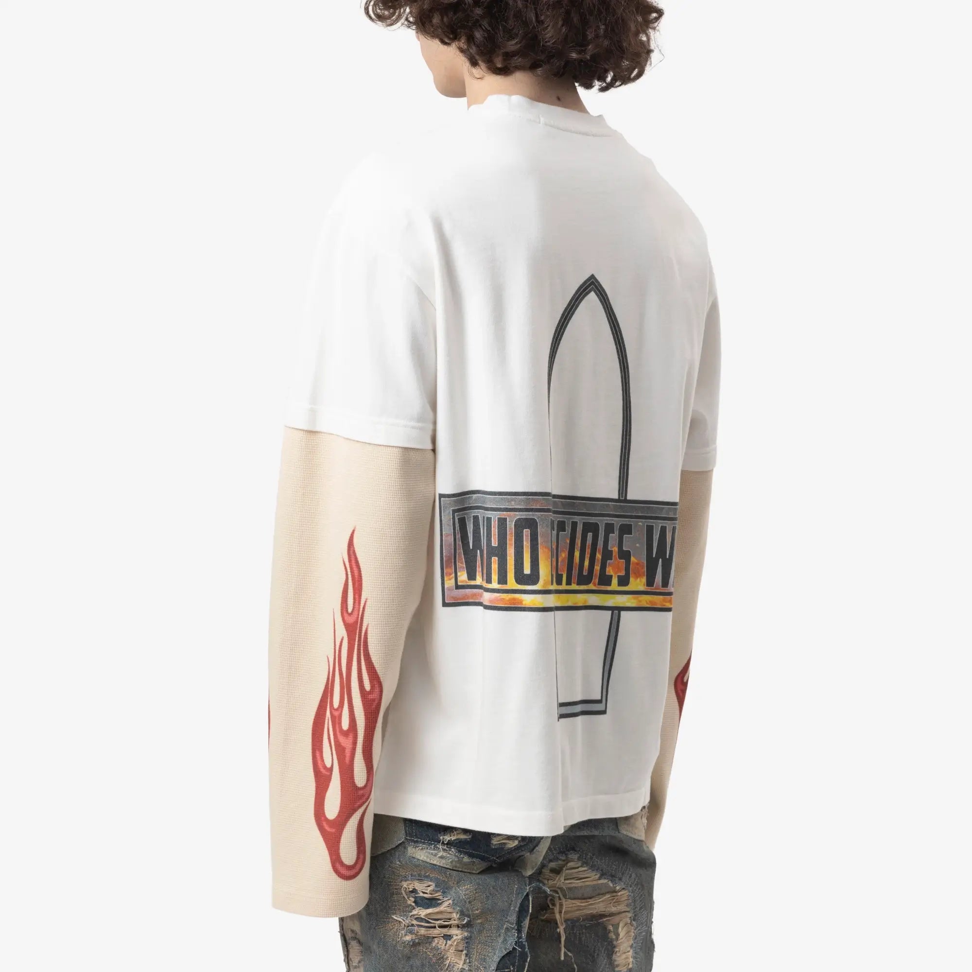 Who Decides War Flame Glass Double Sleeve Tee Cloud - 4