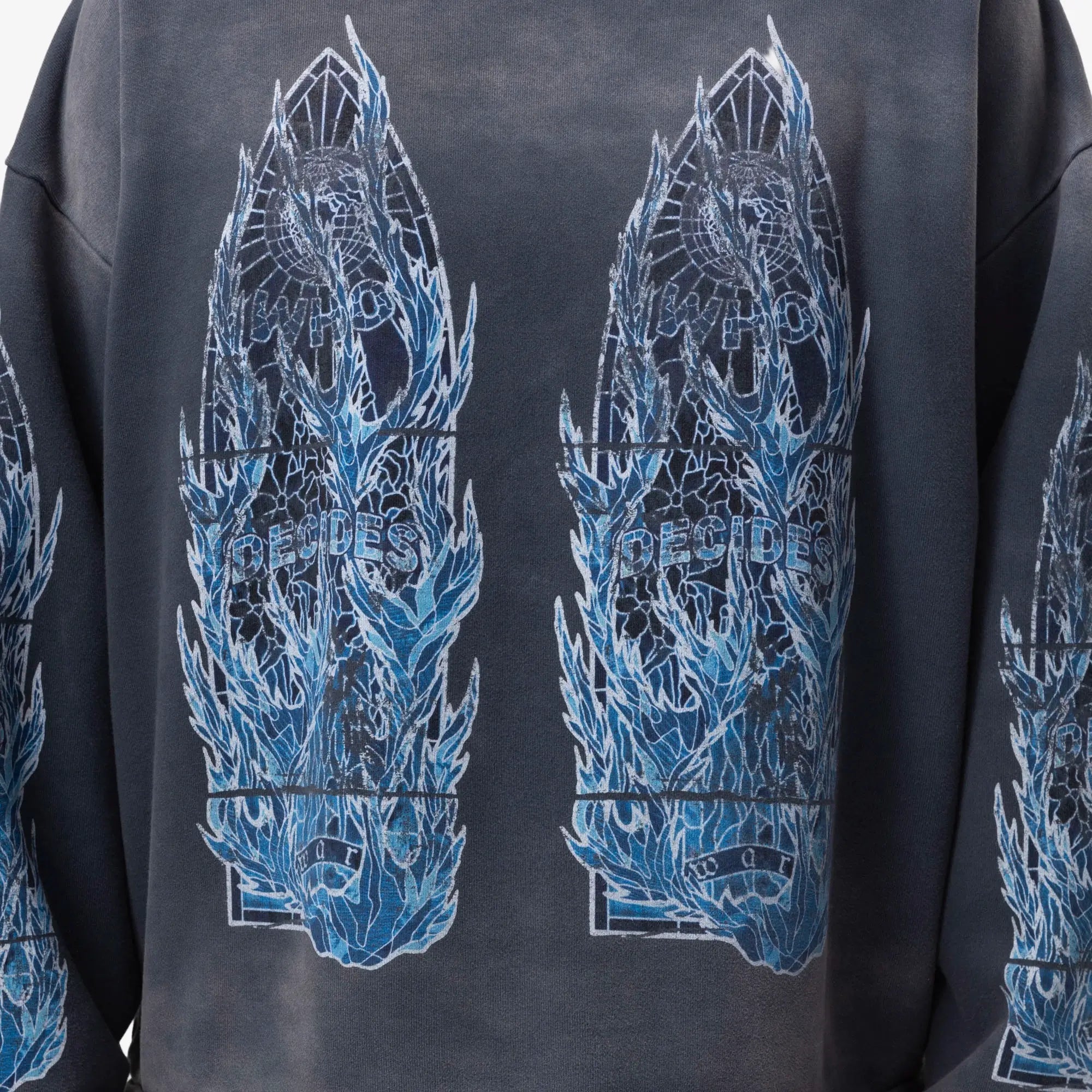Who Decides War Flame Glass Sweatshirt Indigo - 5