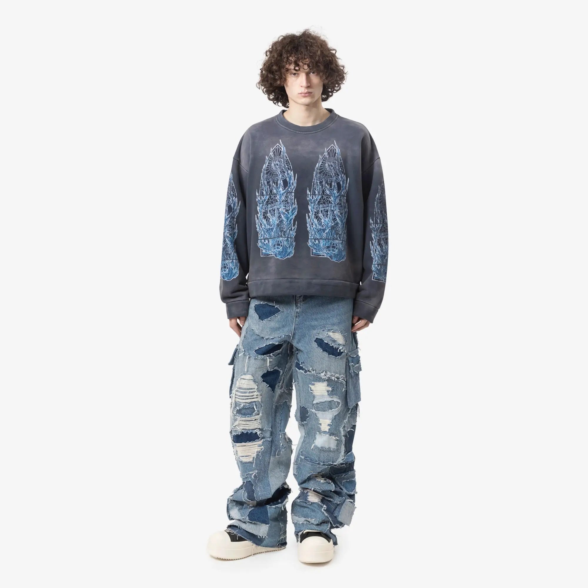 Who Decides War Flame Glass Sweatshirt Indigo - 2