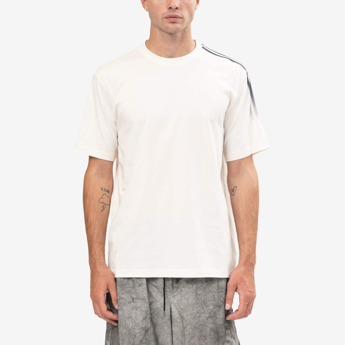 Y-3 Gradient Stripes Short Sleeve T-Shirt Chalk White-1