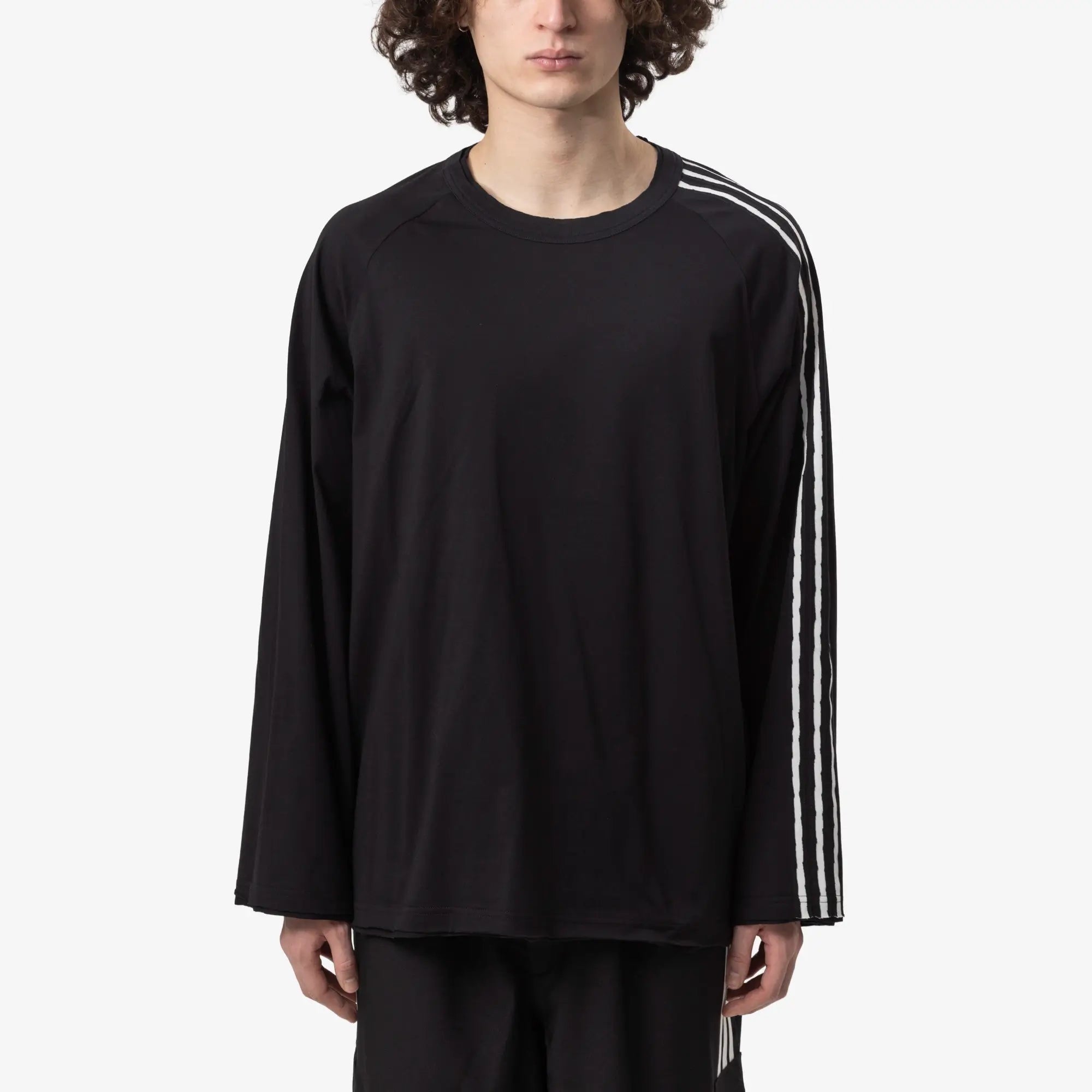 Y - 3 Raw Edge 3 Stripes LS T-Shirt Black - 1