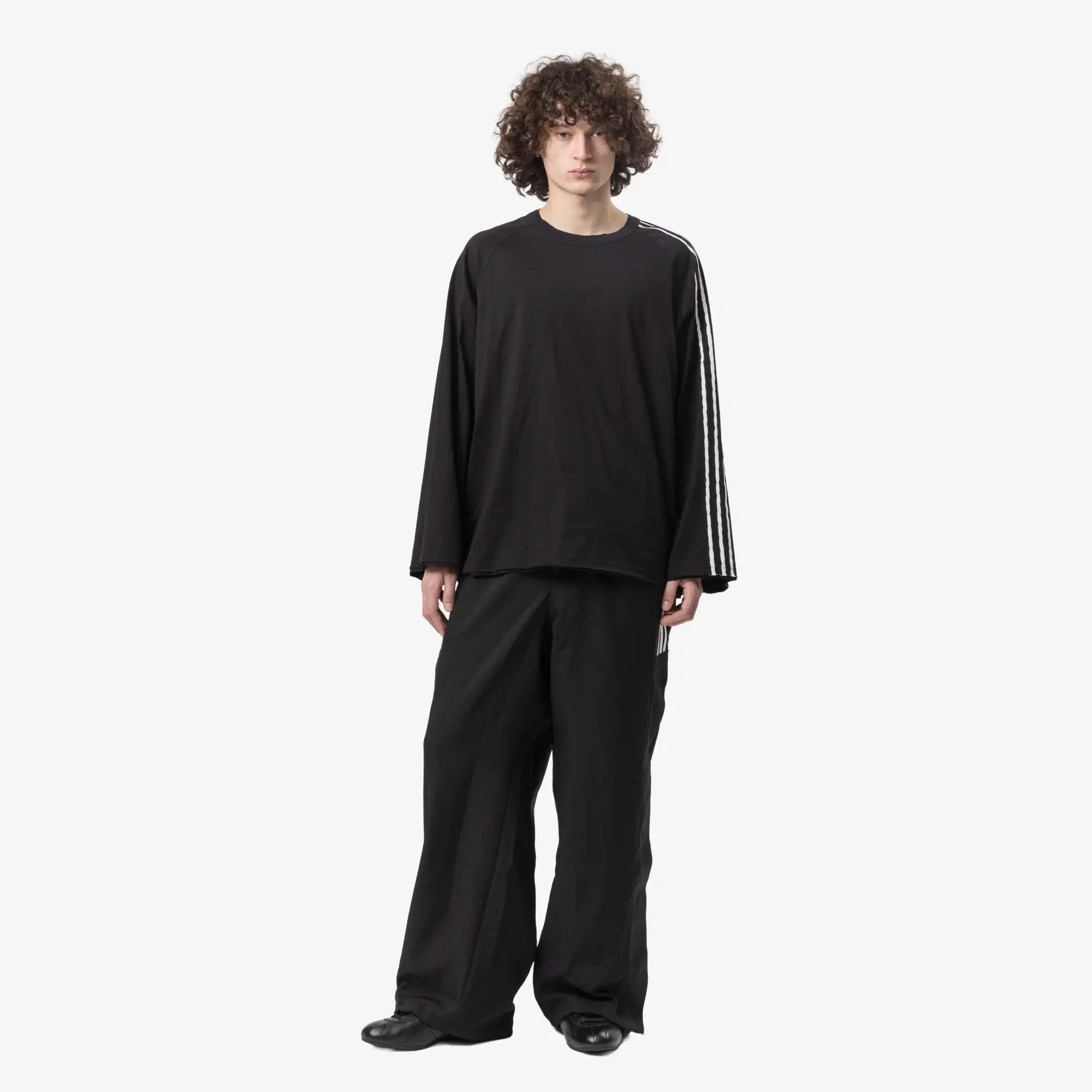Y - 3 Raw Edge 3 Stripes LS T-Shirt Black - 2