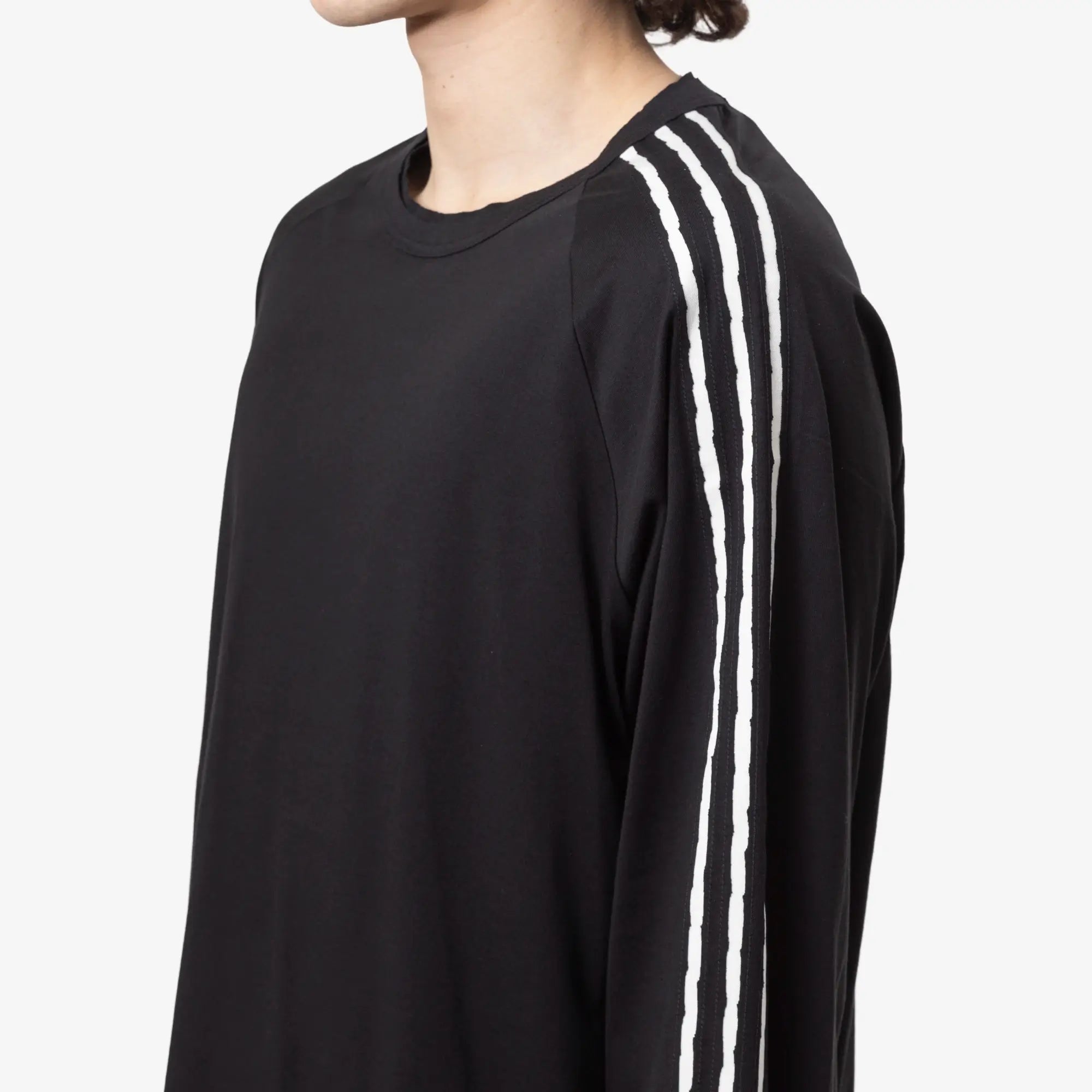 Y - 3 Raw Edge 3 Stripes LS T-Shirt Black - 5