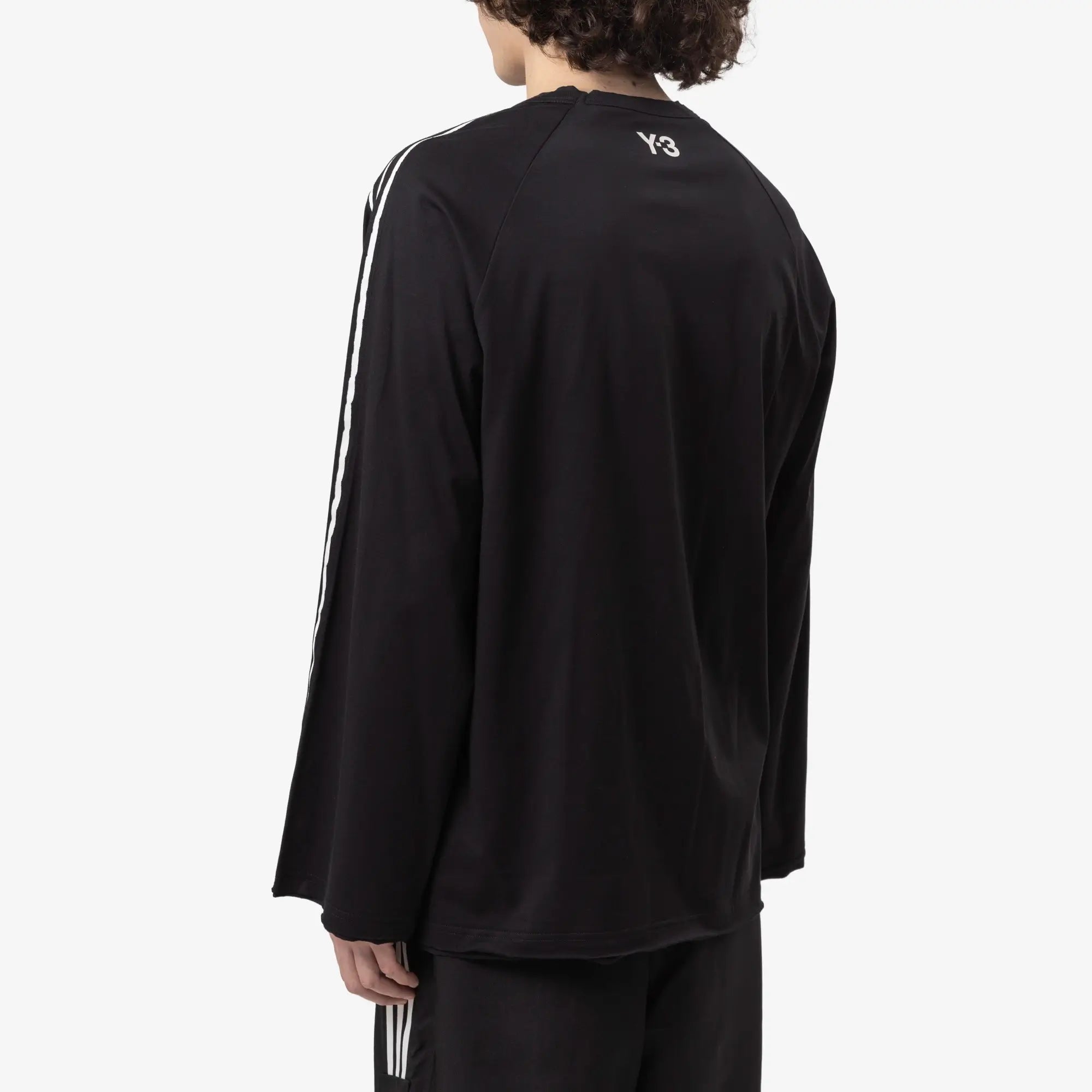 Y - 3 Raw Edge 3 Stripes LS T-Shirt Black - 4