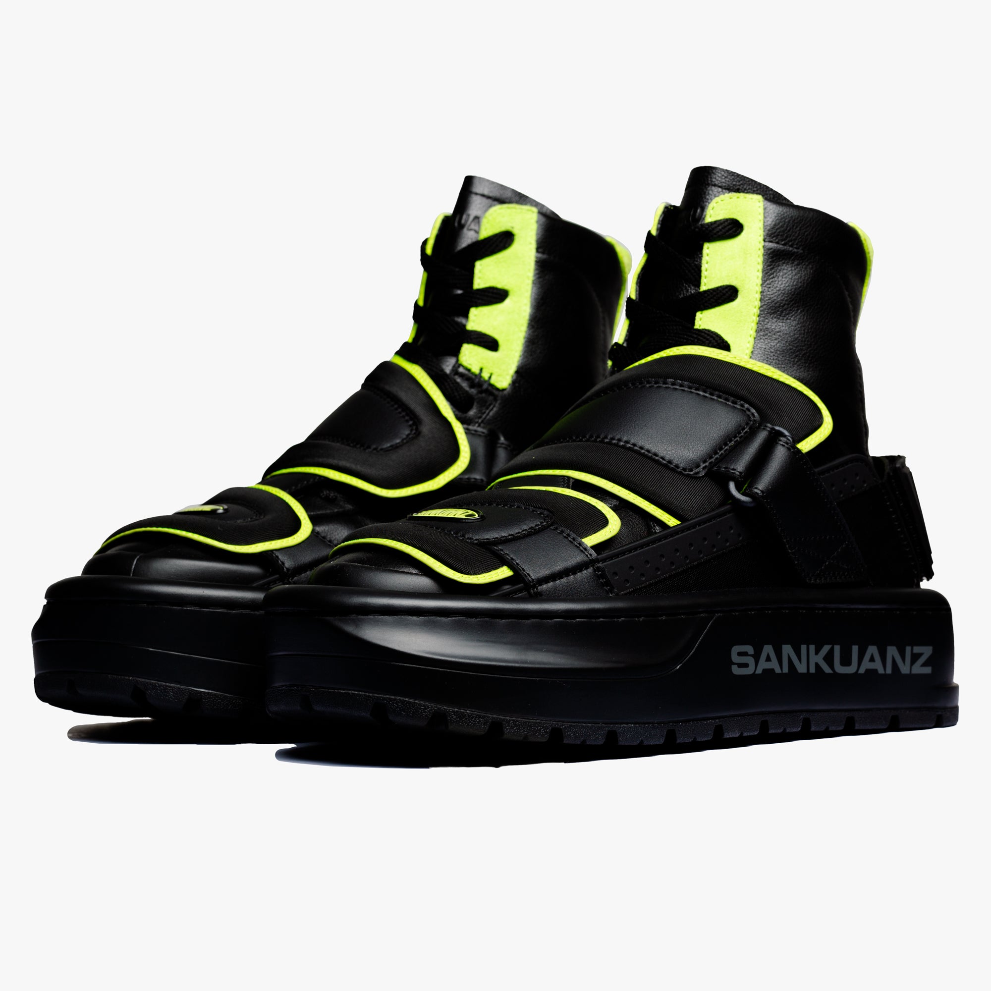 Sankuanz Neon Stripe Sandal Boots Black - 3