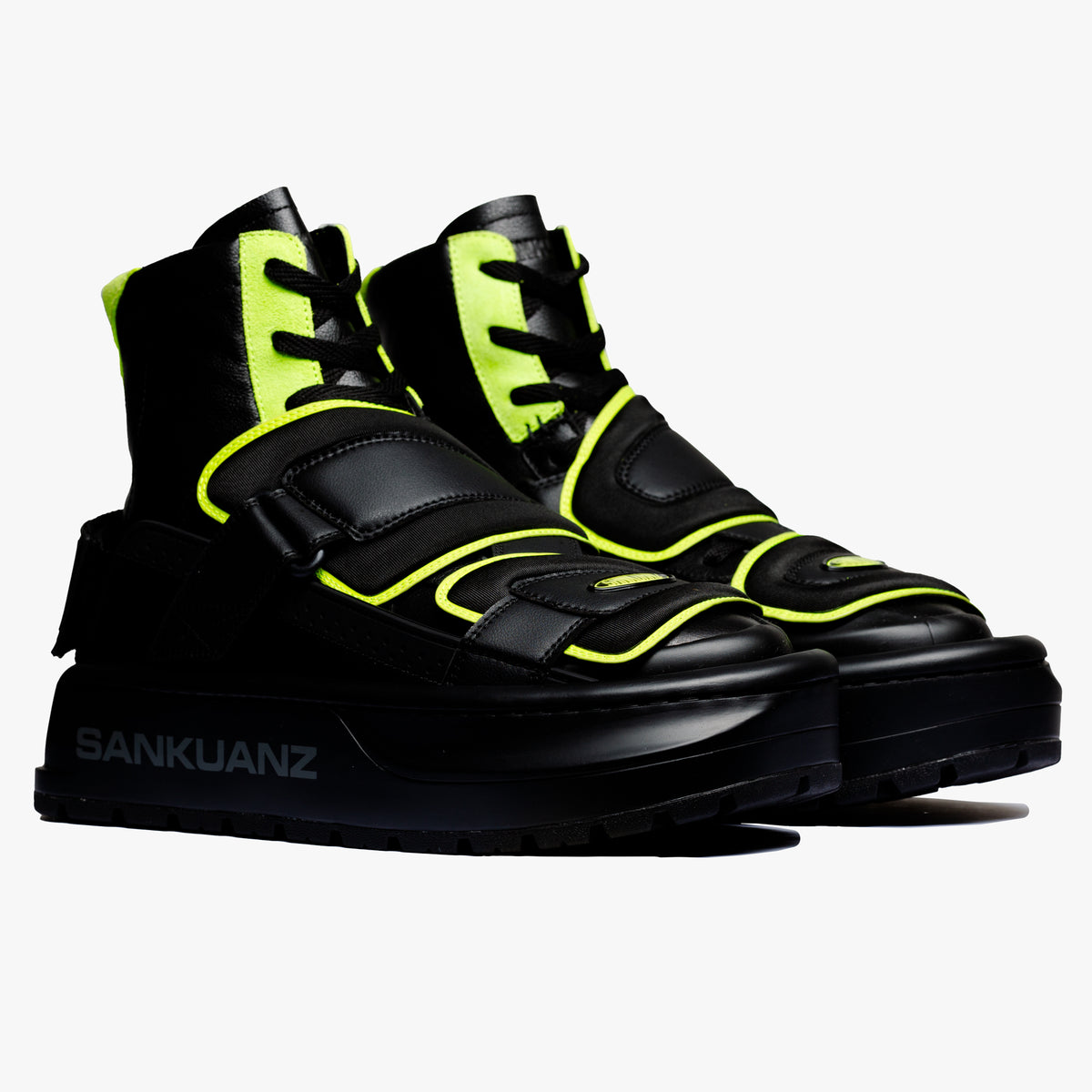 Sankuanz - Neon Stripe Sandal Boots in Black