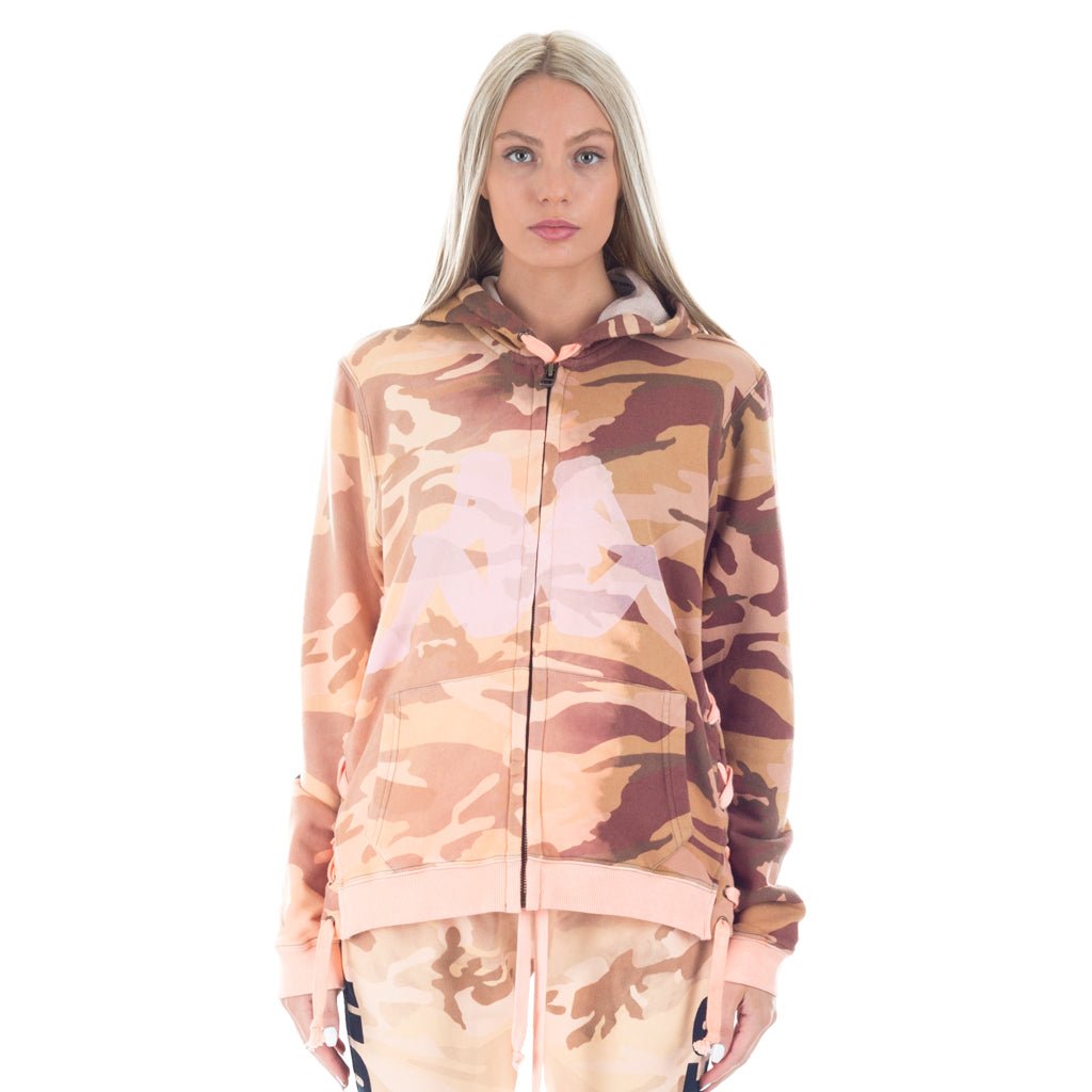Faith Connexion Womens Kappa Camouflage Laced Zip Hoody Orange - 1