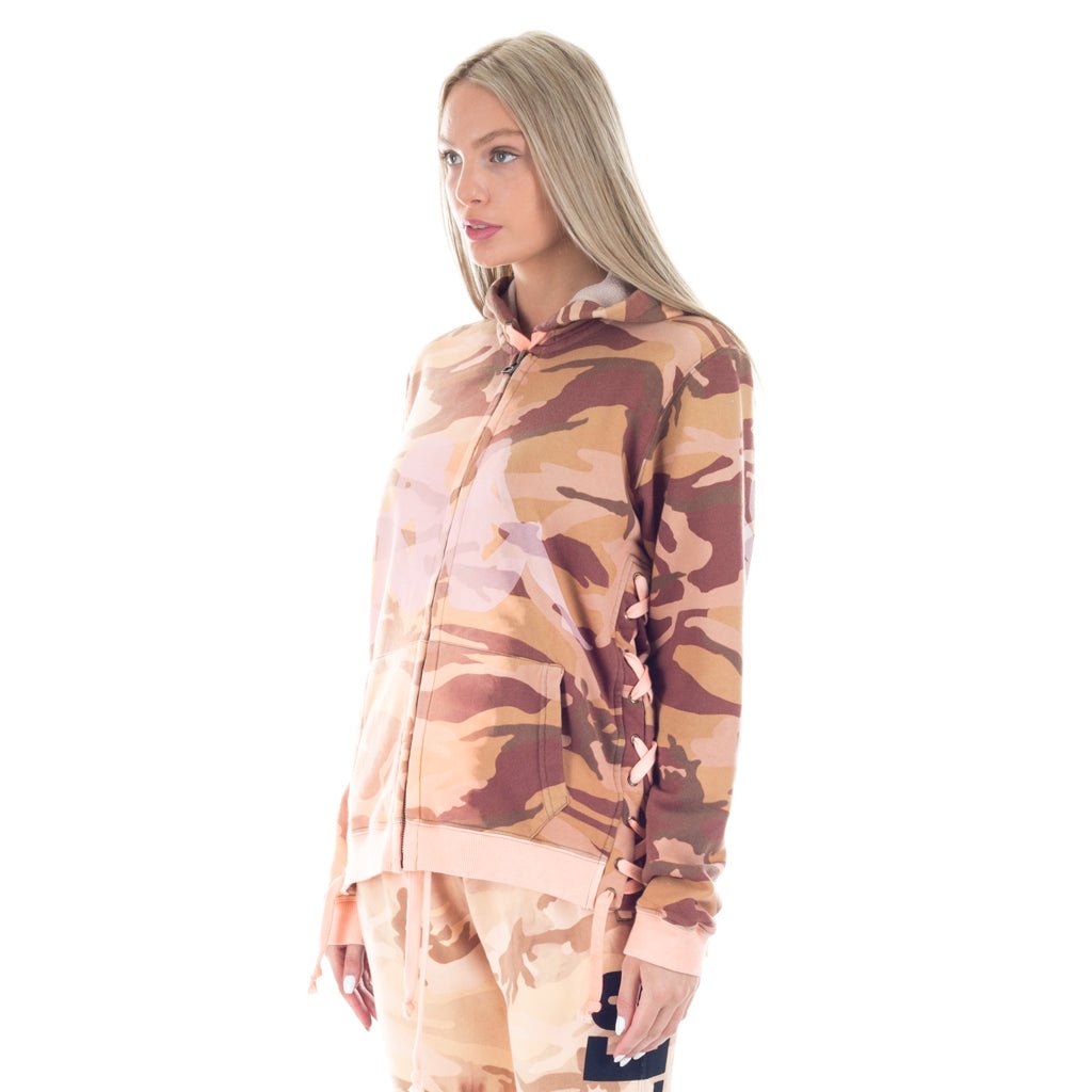 Faith Connexion Womens Kappa Camouflage Laced Zip Hoody Orange - 2