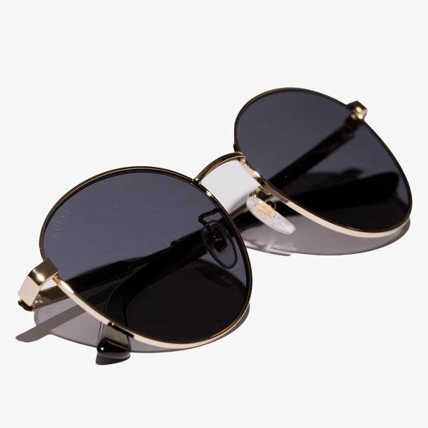 Ladies Gold Round Metal Sunglasses