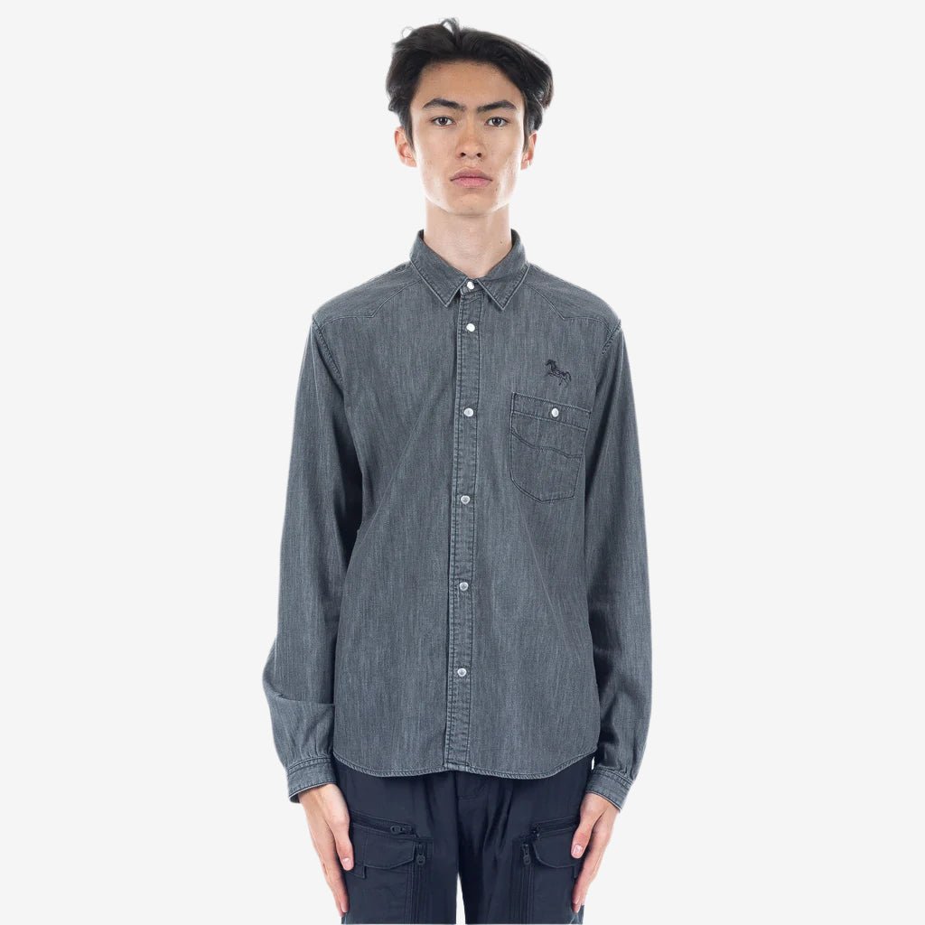 White Mountaineering Stallion Denim Shirt Black - 1