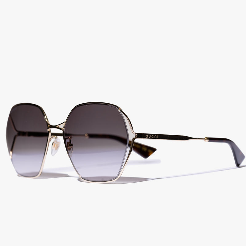 Ladies Gold Square Frame Sunglasses