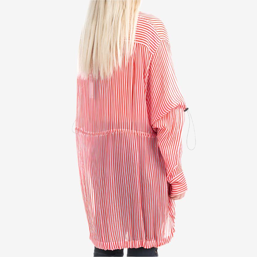 Unravel Womens Stripe Drawstring Shirt Red - 3