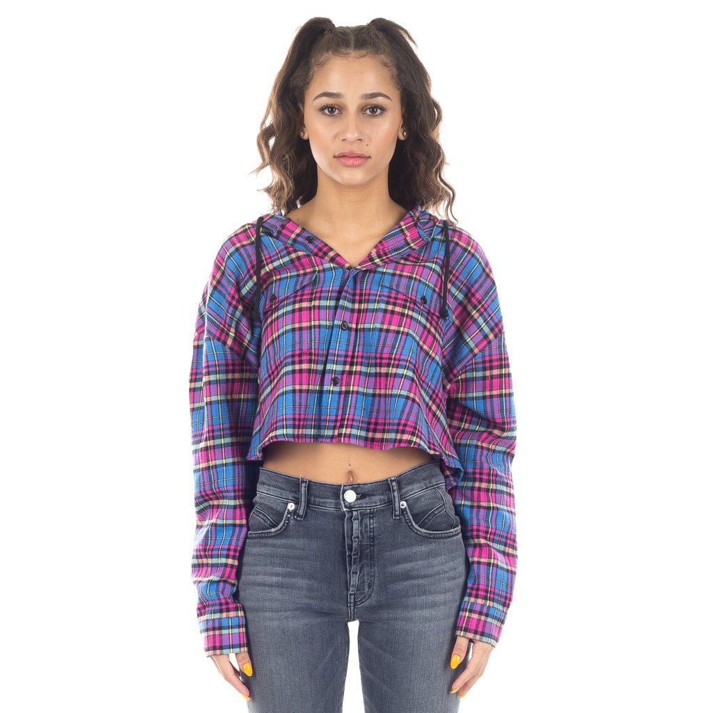 Adaptation Womens Cropped Hooded Shirt Pink - 1