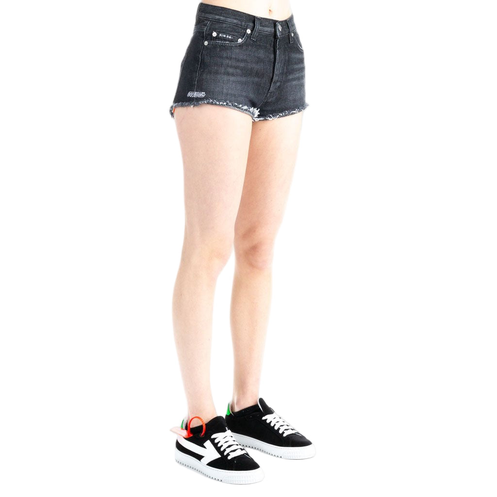 Heron Preston Womens Raw Edge Denim Shorts Black - 2