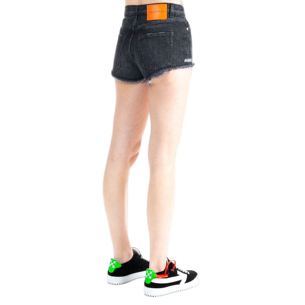 Heron Preston Womens Raw Edge Denim Shorts Black - 3