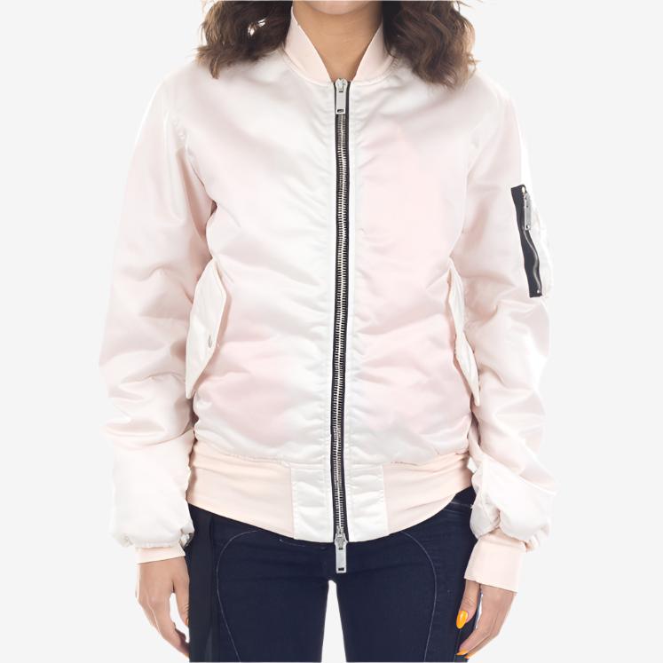 Unravel Womens Nylon Bomber Jacket Light Pink - 1