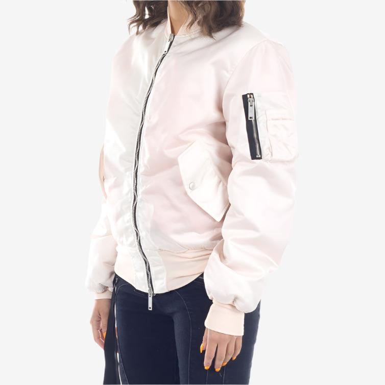 Unravel Womens Nylon Bomber Jacket Light Pink - 2
