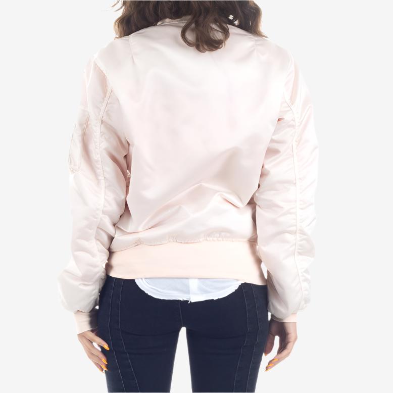 Unravel Womens Nylon Bomber Jacket Light Pink - 3