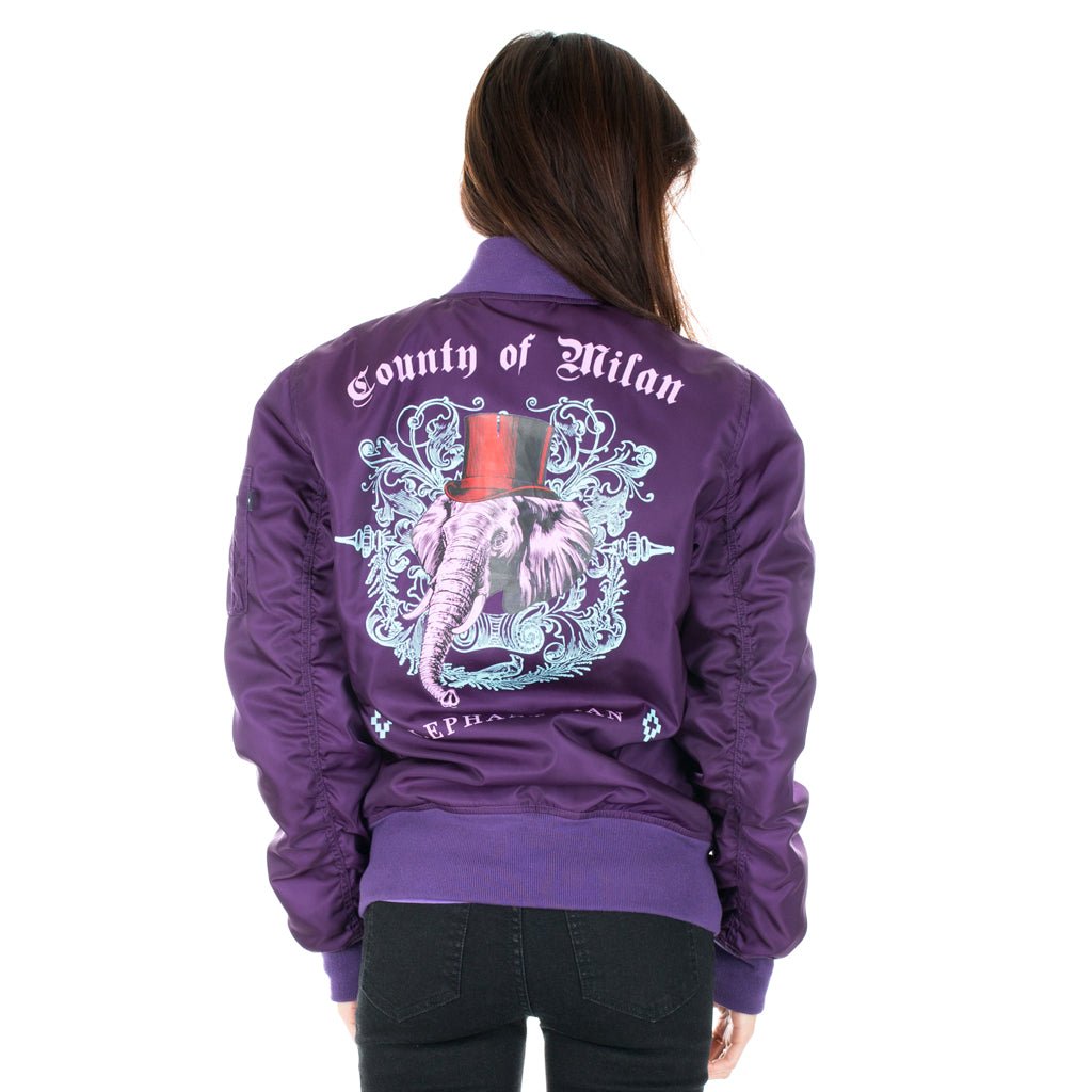 Marcelo Burlon Womens Elephant Bomber Jacket Violet - 3