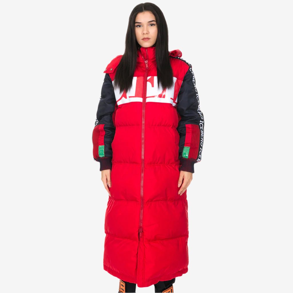 Iceberg Unisex Iceberg Band Down Long Coat in Red