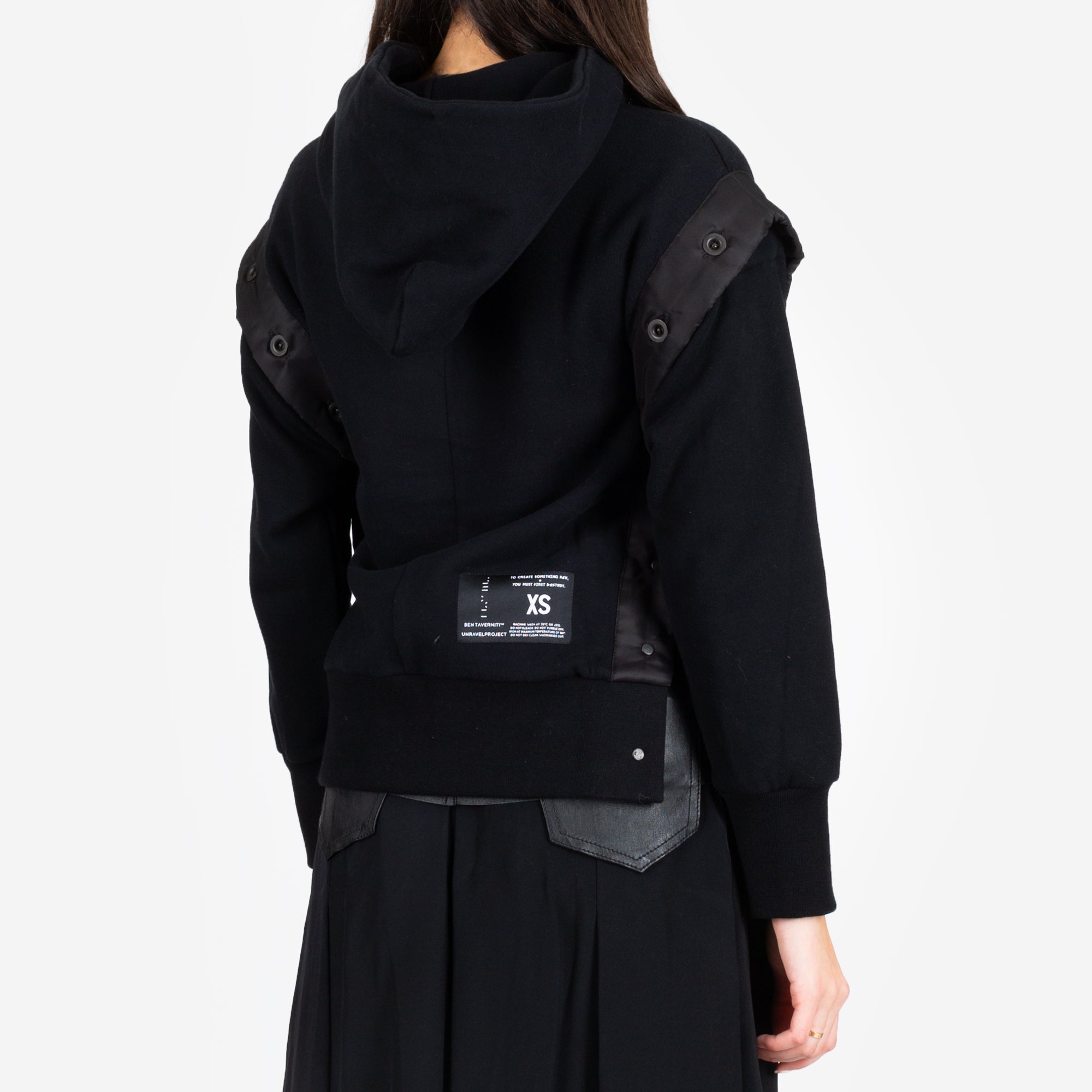 Unravel Womens Open Button Hoody Black - 2