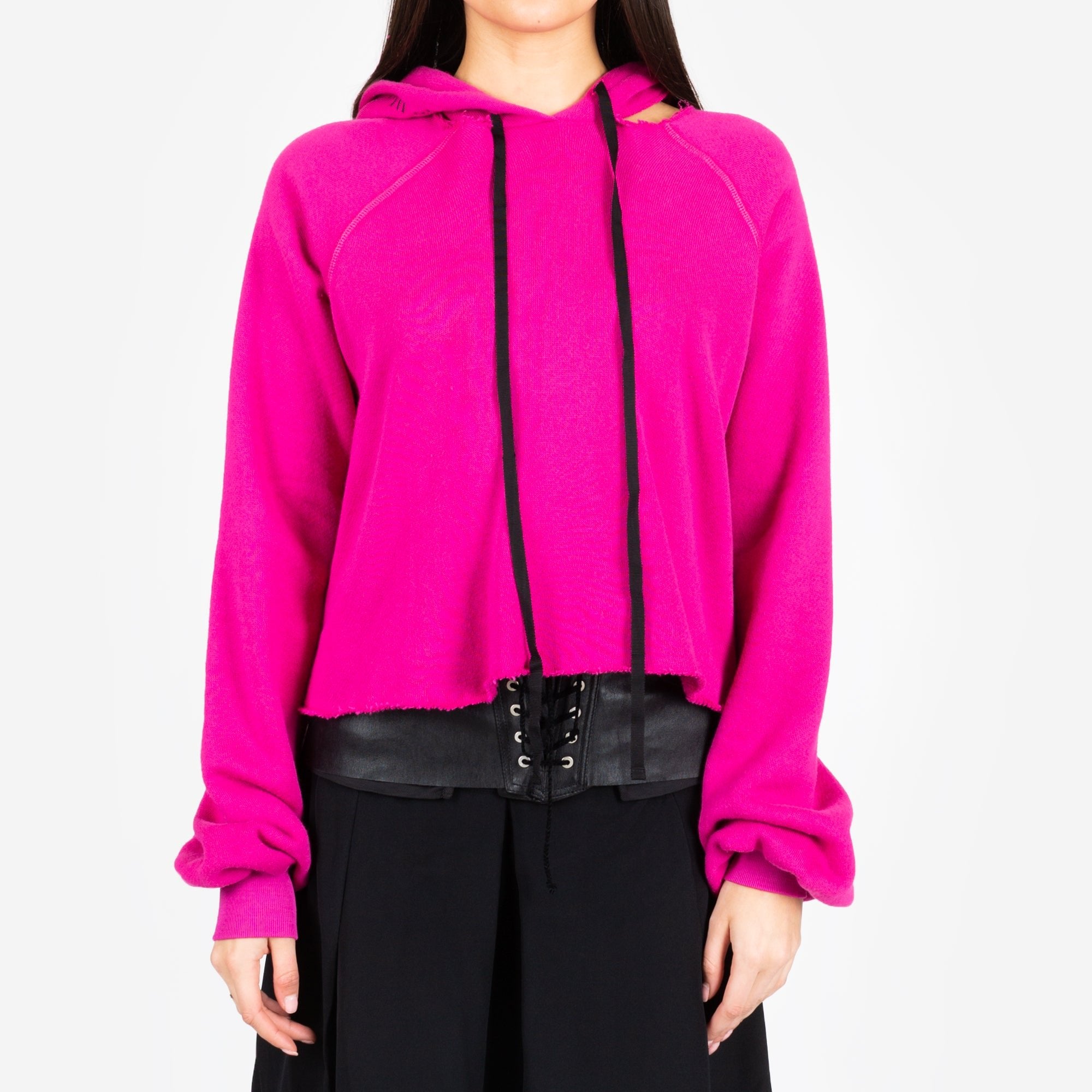 Unravel Womens Cot Cashmere Hoody Fuchsia - 1