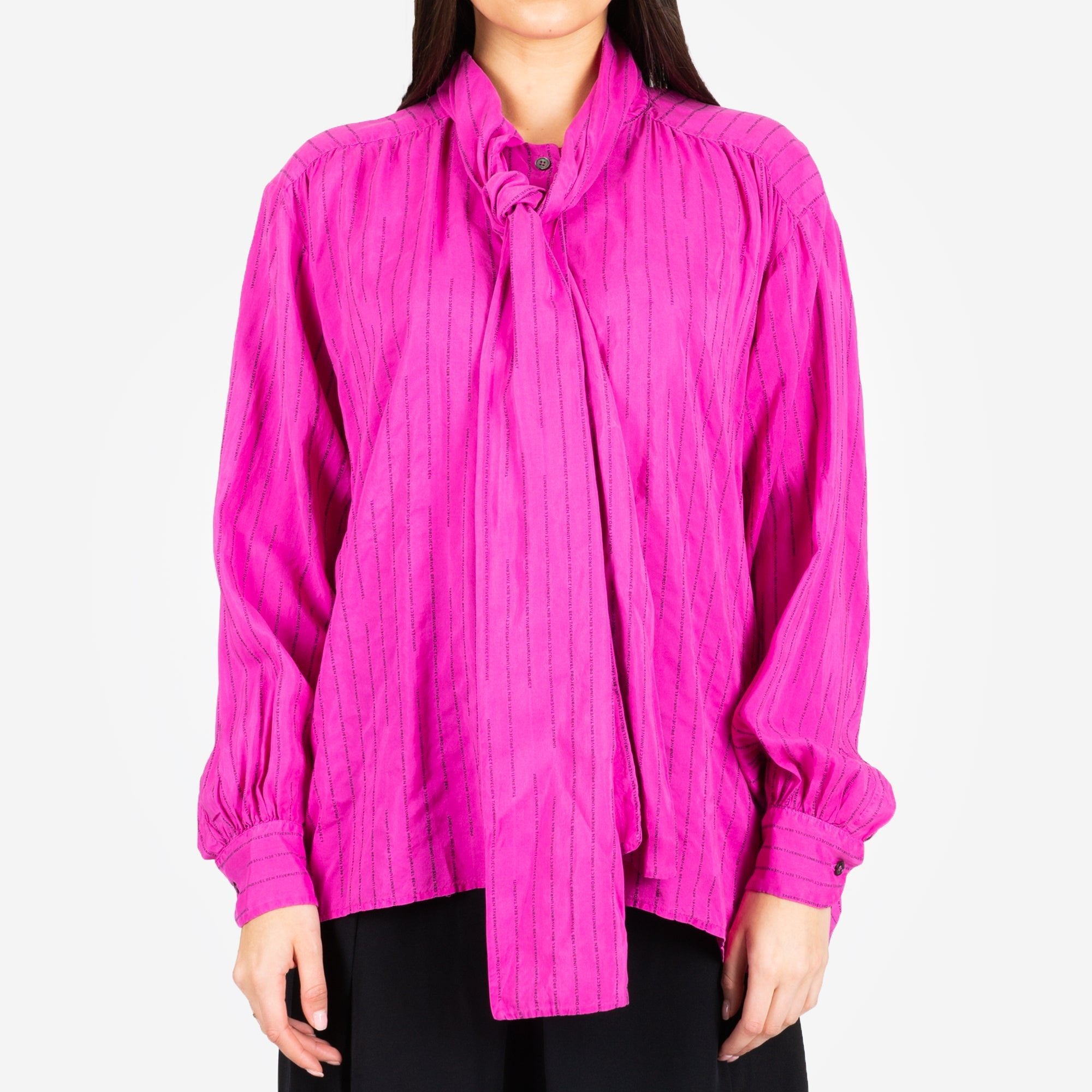 Unravel Womens Stripe Collar Shirt Fuchsia - 1
