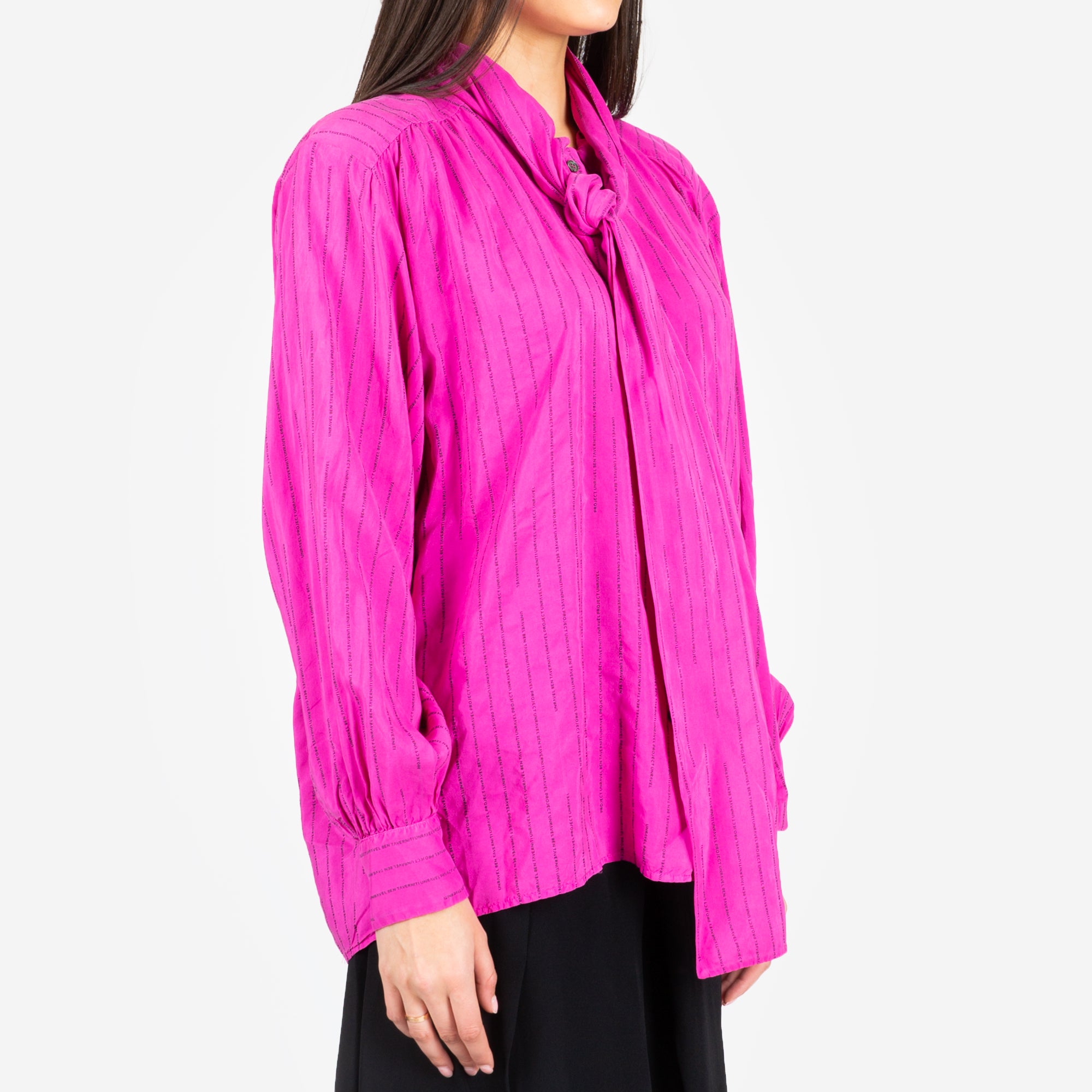 Unravel Womens Stripe Collar Shirt Fuchsia - 2