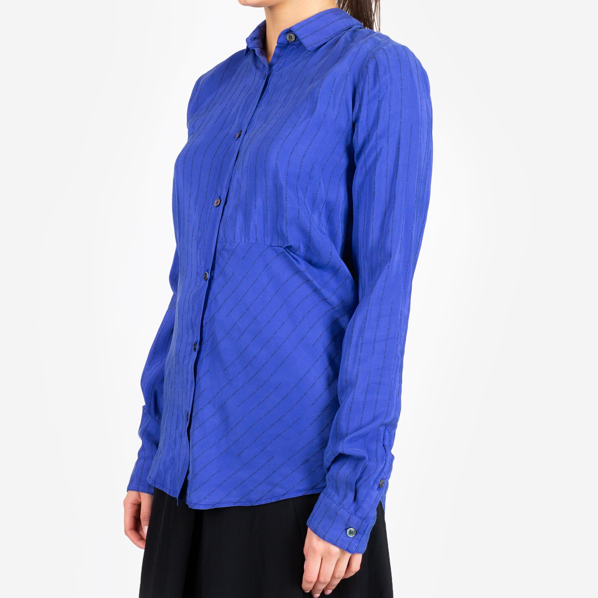 Unravel Womens Stripe Draped Shirt Blue - 2