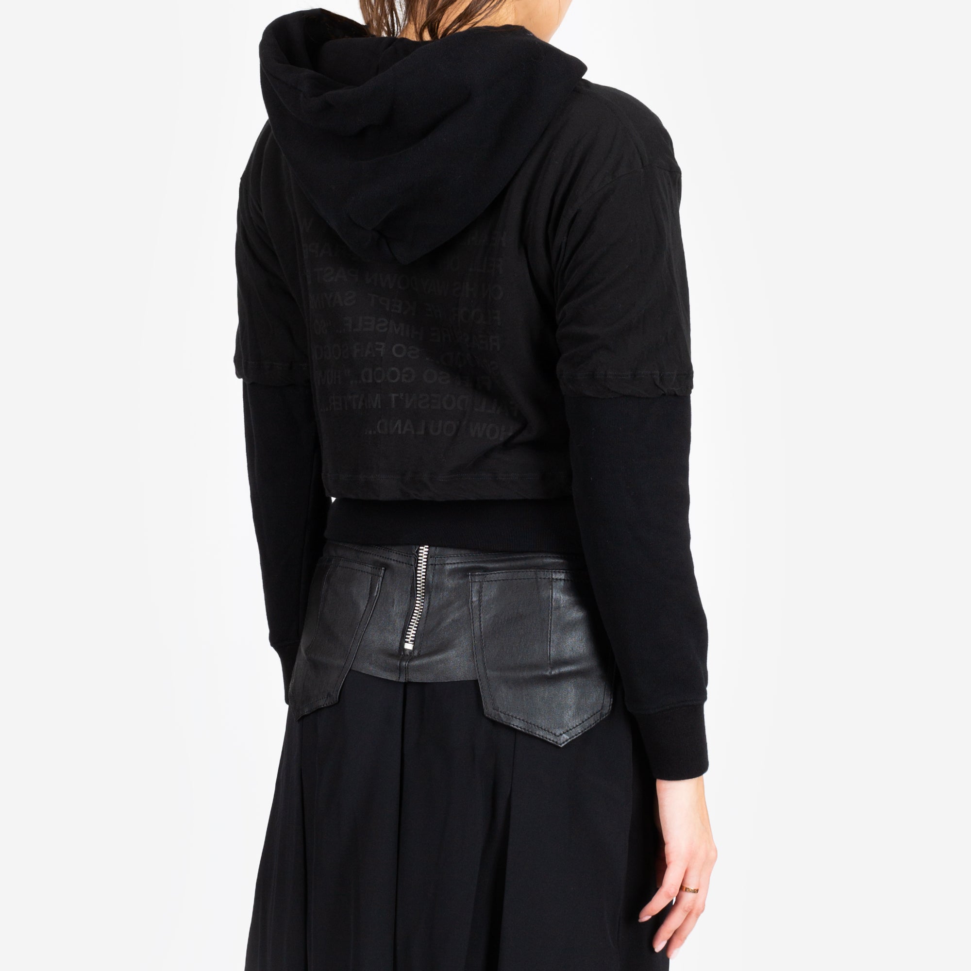 Unravel Womens Introh Layered Hooded Tee Black - 2