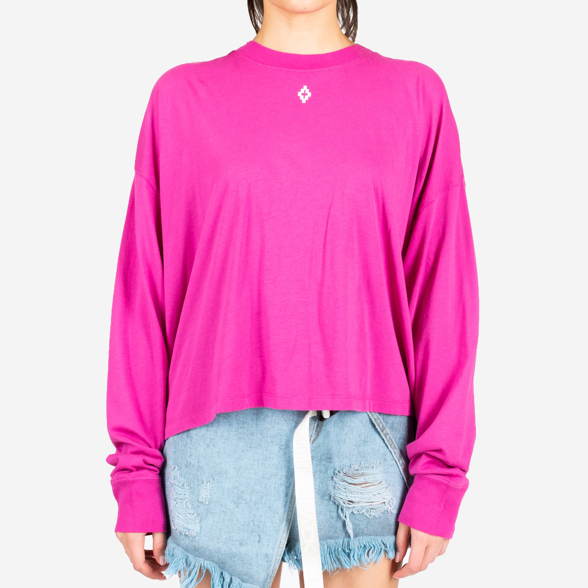 Marcelo Burlon Womens Melted Wings Long Sleeve T-Shirt Pink - 1