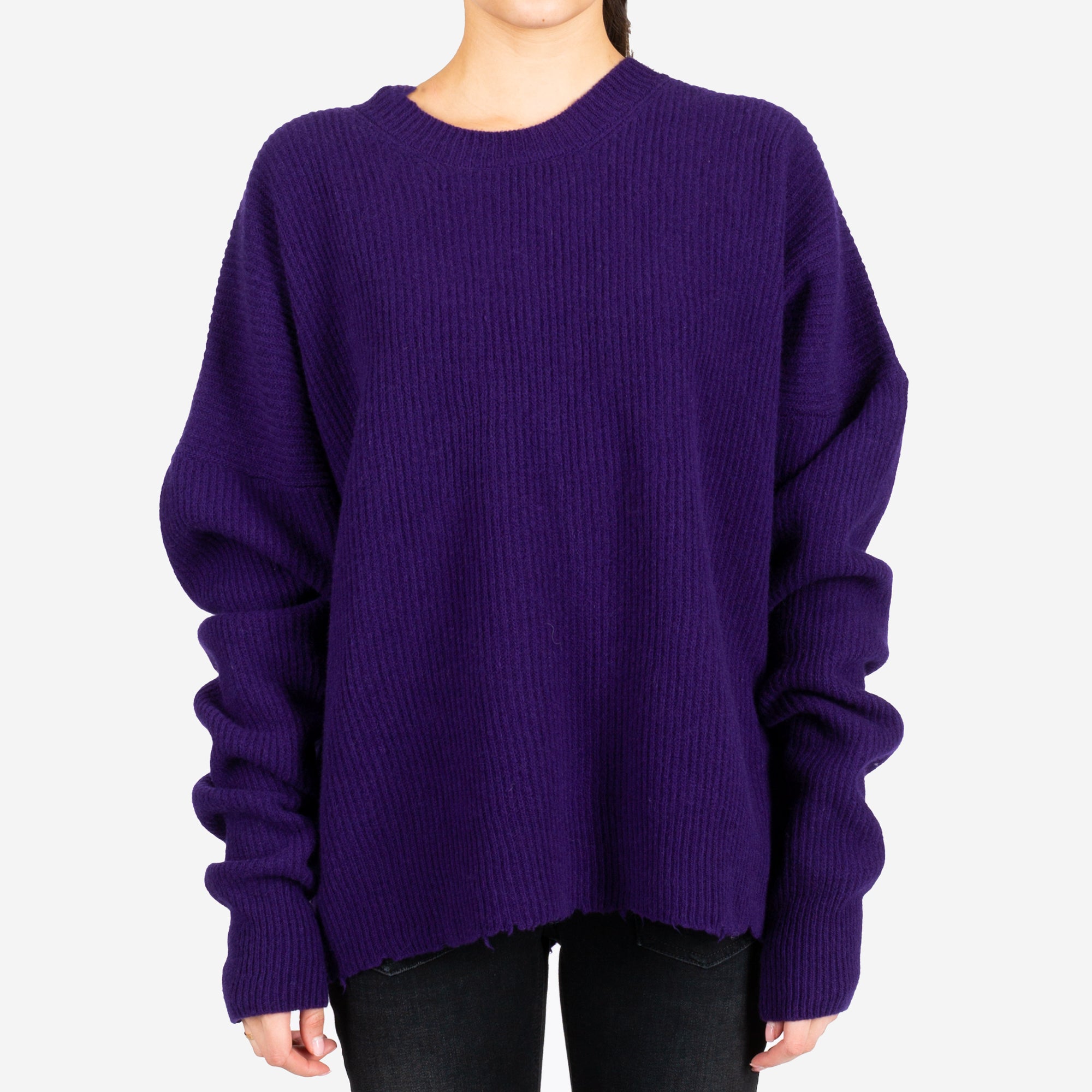 Unravel Womens Rib Oversized Chopped Sweater Lilac - 1
