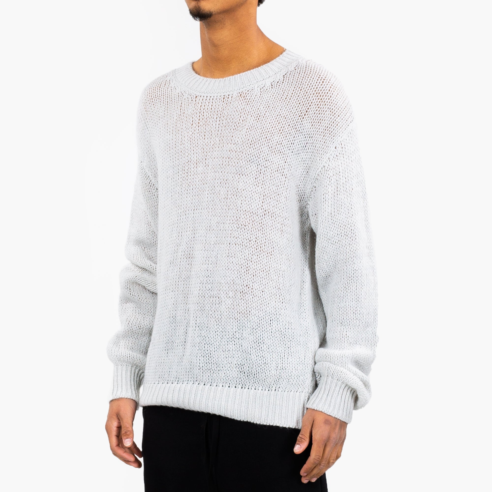 Unravel Mesh Wool Sweater Light Grey - 3