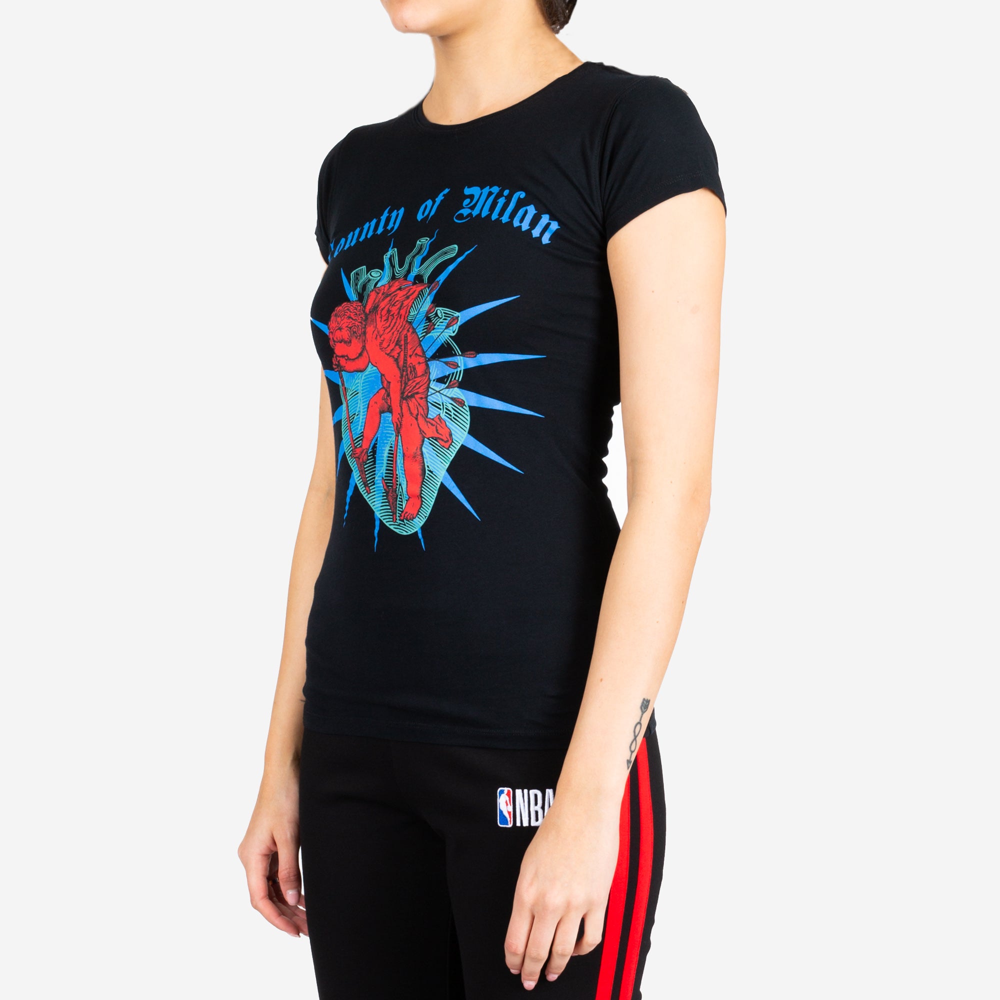 Marcelo Burlon Womens Cupido Fitted T-Shirt Black - 2