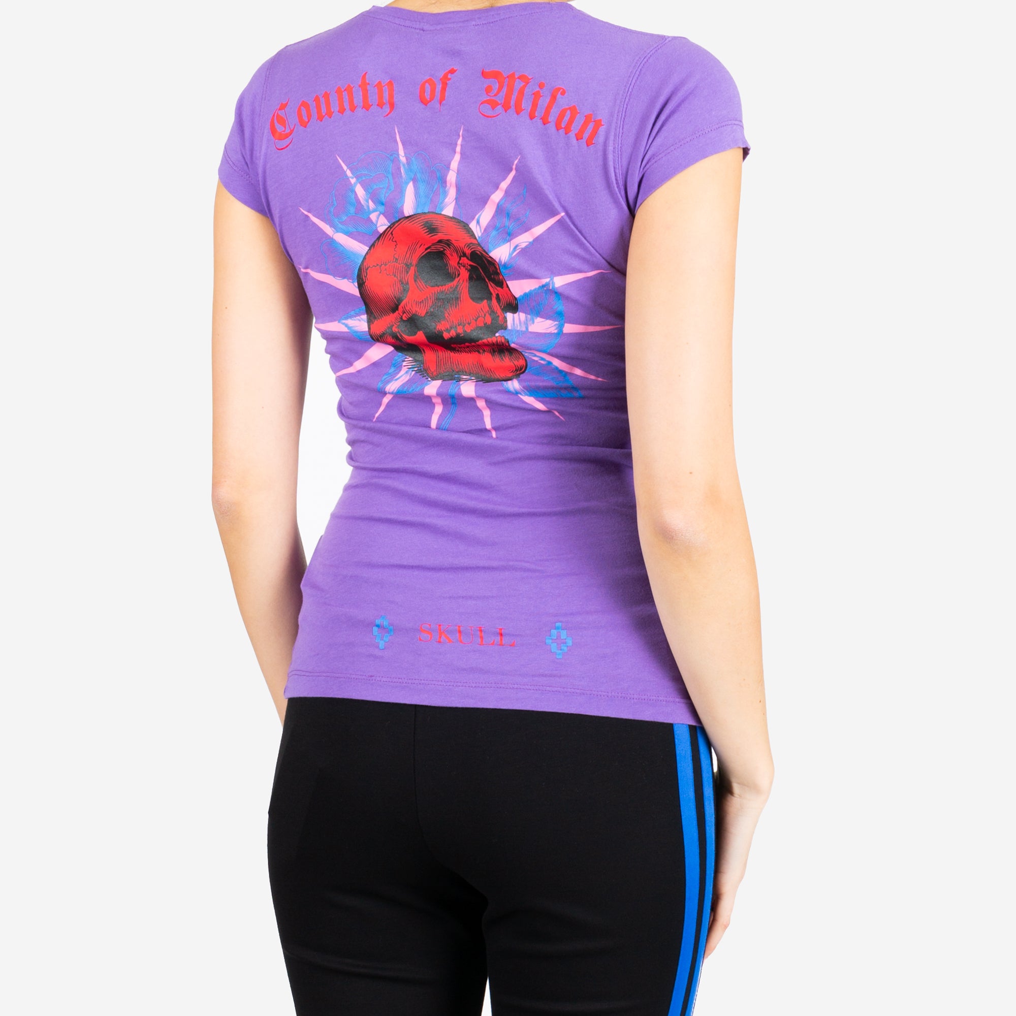 Marcelo Burlon Womens Skull Fitted Tee Violet - 3