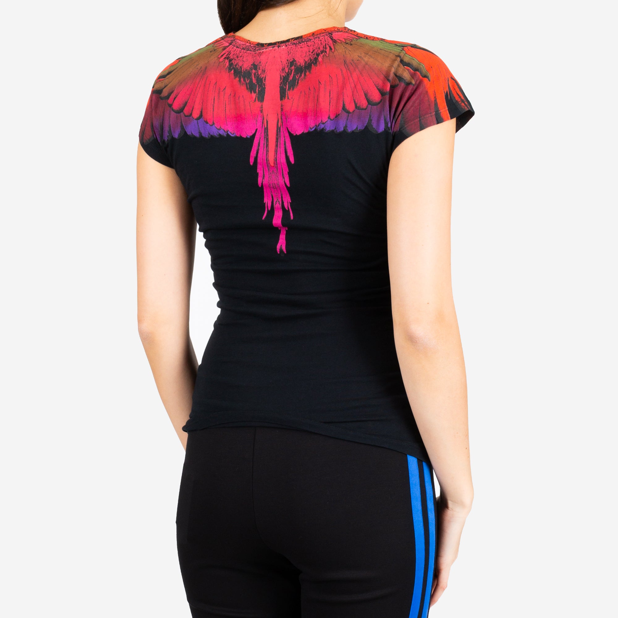 Marcelo Burlon Womens Color Wings T-Shirt Black - 3
