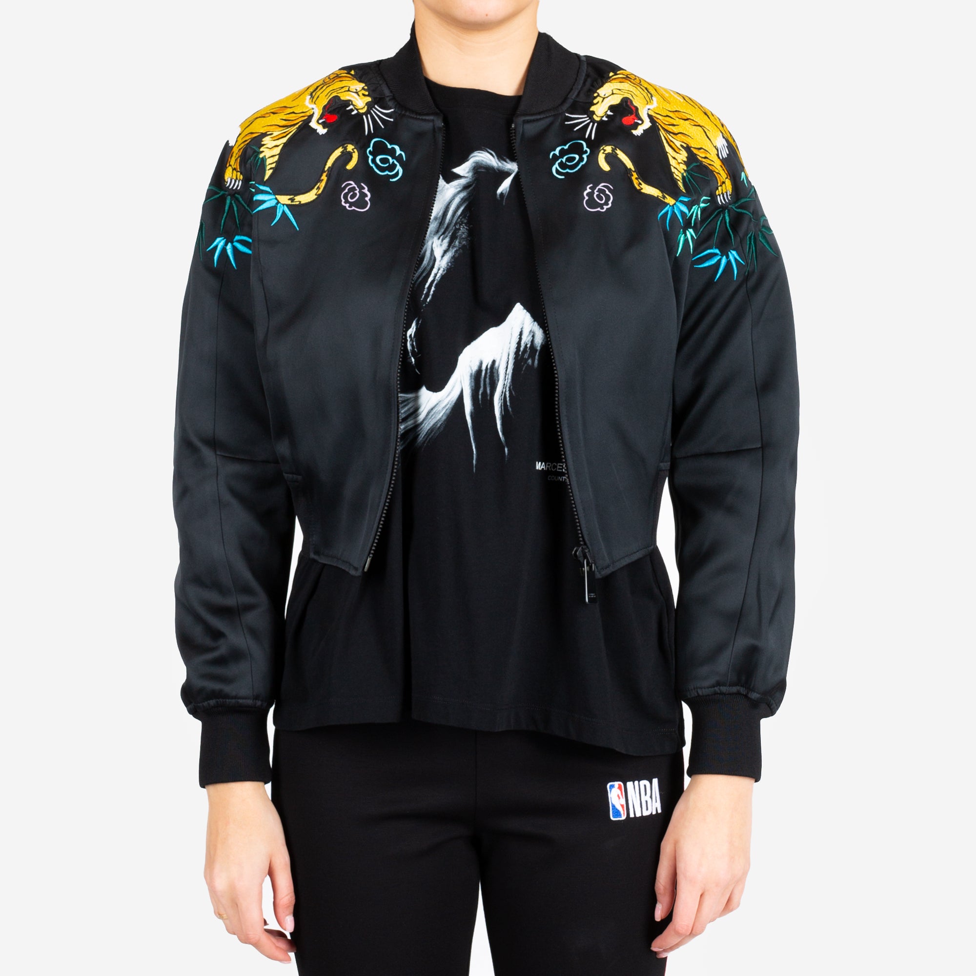Marcelo Burlon Womens Amine Bomber Black - 1