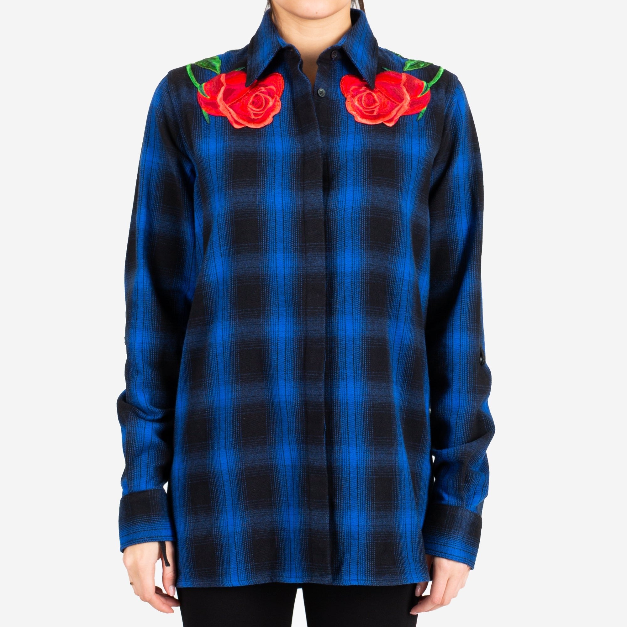 Marcelo Burlon Womens Walakan Check Shirt Blue - 1