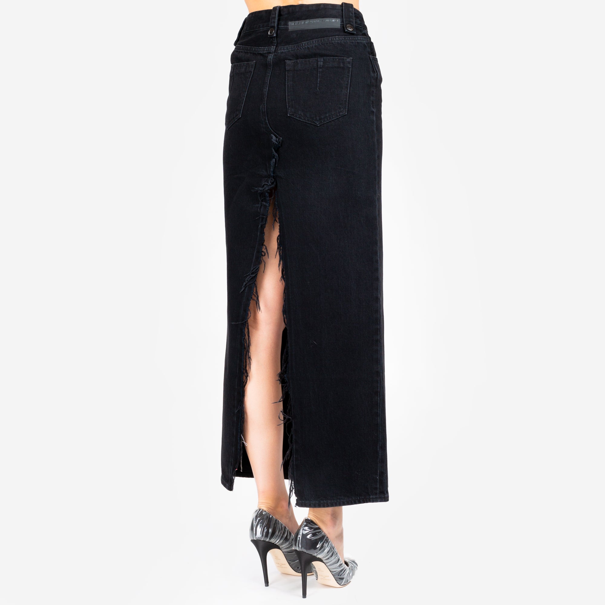 Unravel Womens Long Denim Skirt Black - 3