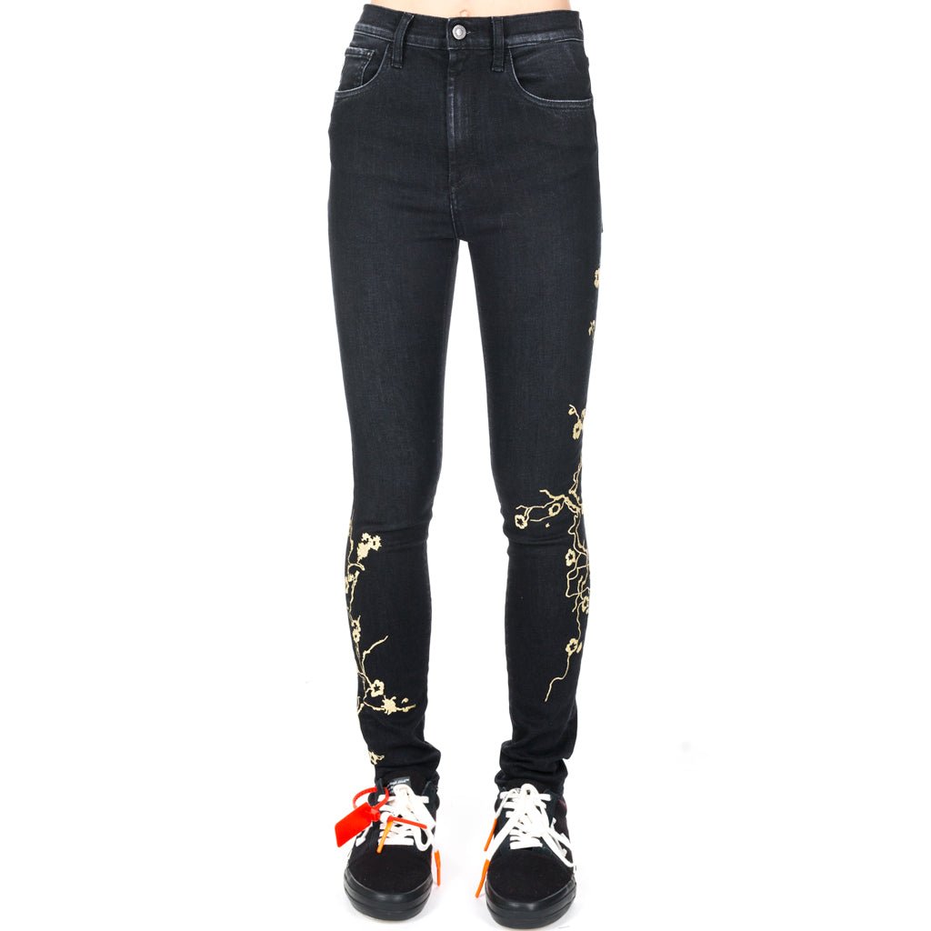 Marcelo Burlon Womens Cherry Blossom Skinny Jeans Black - 1
